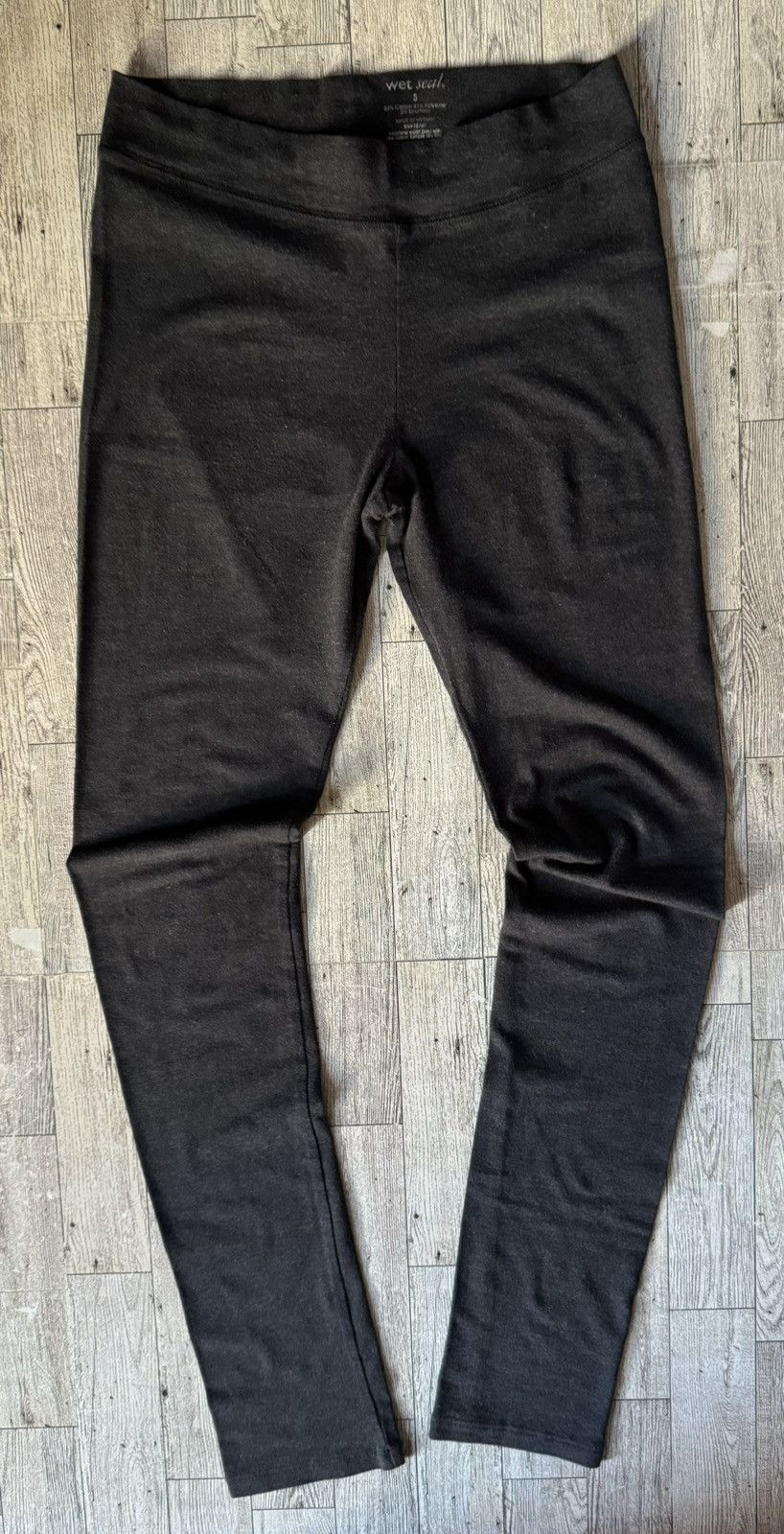 Vintage Retro, Wet Seal, Dark Heather Gray, Low Rise, Solid Leggings Size 27" / US 4 / IT 40 - 5 Thumbnail