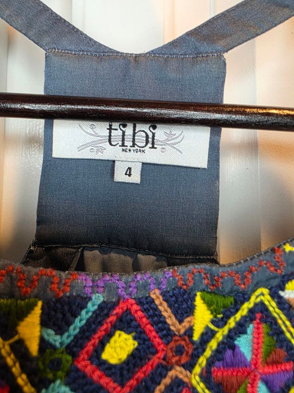 Tibi Tibi Embroidered Shift Dress Navy Sleeveless Boho Resort Sum Size S / US 4 / IT 40 - 5 Thumbnail