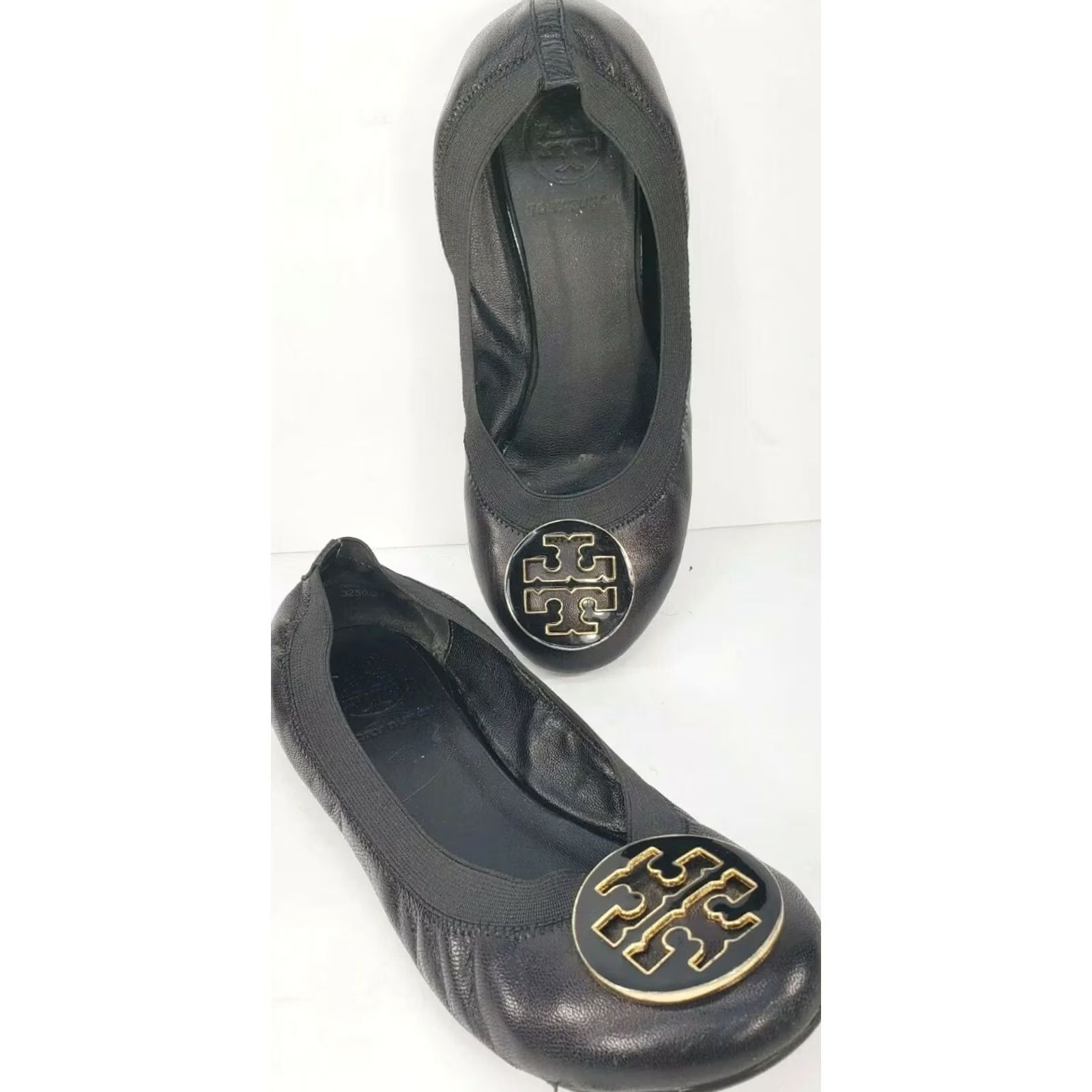 Tory Burch Tory Burch Caroline Flats Women's 7.5 Black Leather Ballet with Elastic Collar Emblem, Flat, M Black, 9.4" Soles, Pre-owned Size US 8 / IT 38 - 2 Thumbnail