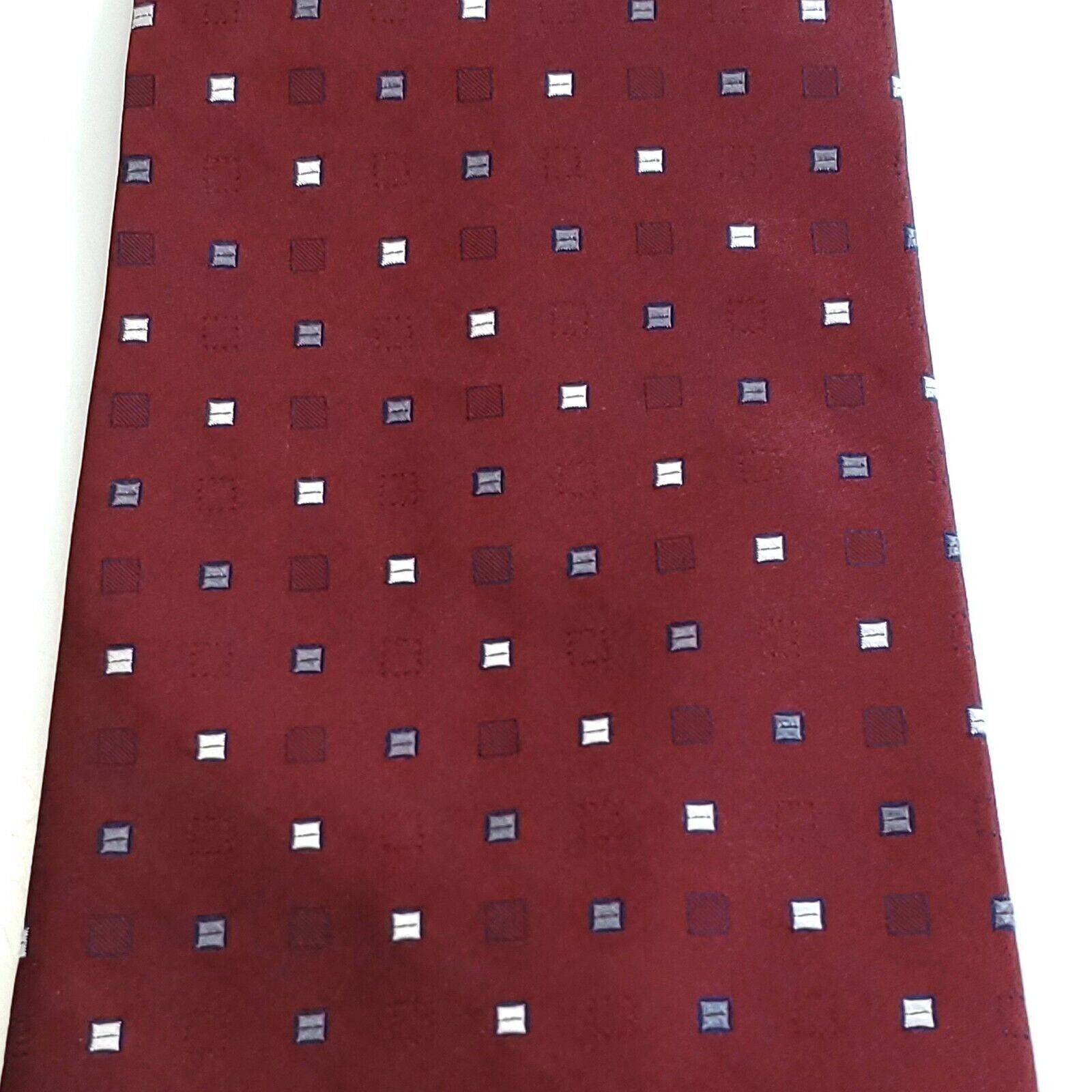 Apt. 9 Apt. 9 Silk Tie Red Burgundy Woven Geometric Gray White Size ONE SIZE - 2 Thumbnail
