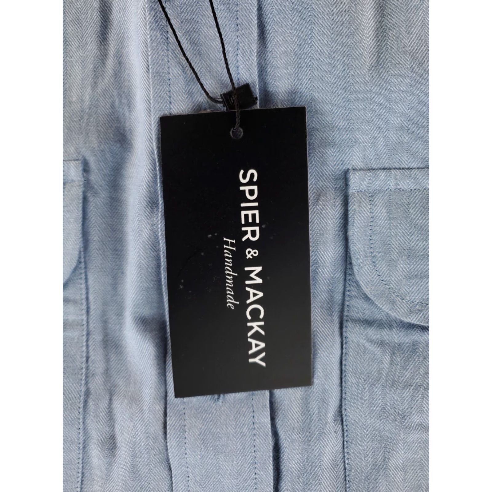 Vintage Spier & Mackay Button Up Shirt Ice Blue Brushed Herringbone Mens 16.5 NWT Long Sleeve Shirt Mens 16.5 Blue NWT Size US XL / EU 56 / 4 - 4 Thumbnail
