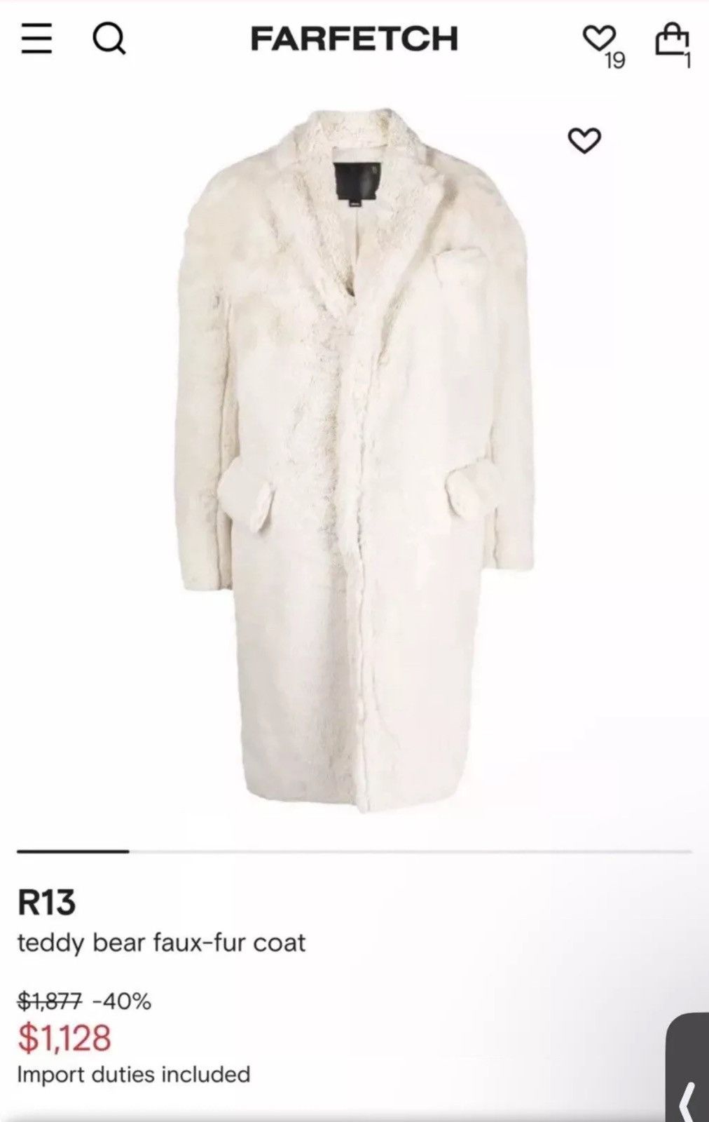 R13 Teddy bear coat. XS Size US XS / EU 42 / 0 - 2 Thumbnail
