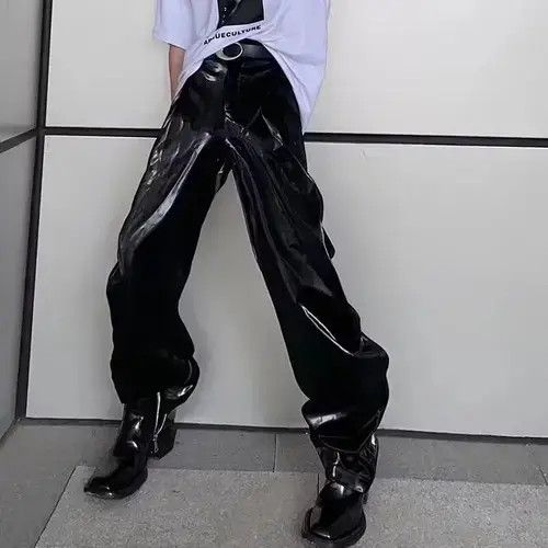VIBE Faux Leather Wide Leg Pants Trousers Size US 27 - 1 Thumbnail