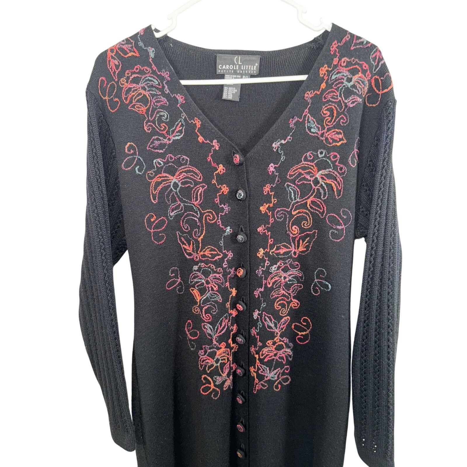 Vintage Vintage Carole Little Knit Sweater Dress Embroidered Size L / US 10 / IT 46 - 5 Thumbnail