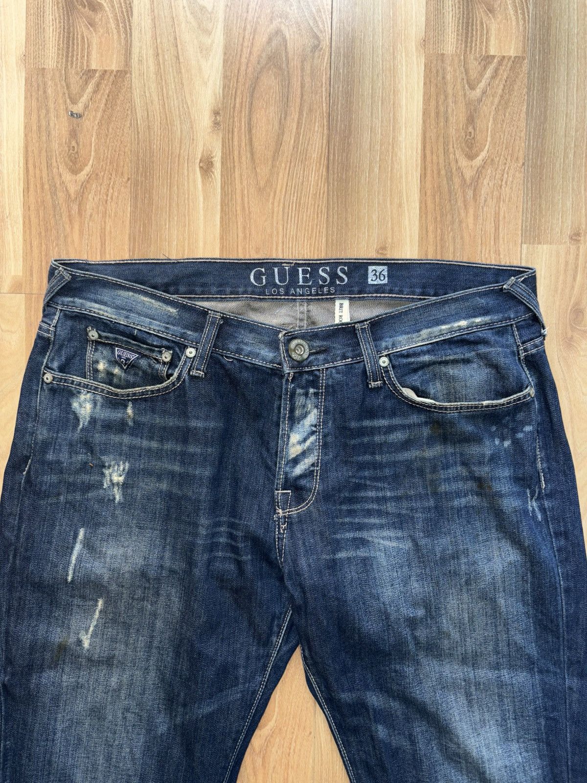 Guess VTG Guess LosAngeles BritRocker Jeans Size 36x34 Distressed Size US 36 / EU 52 - 3 Thumbnail