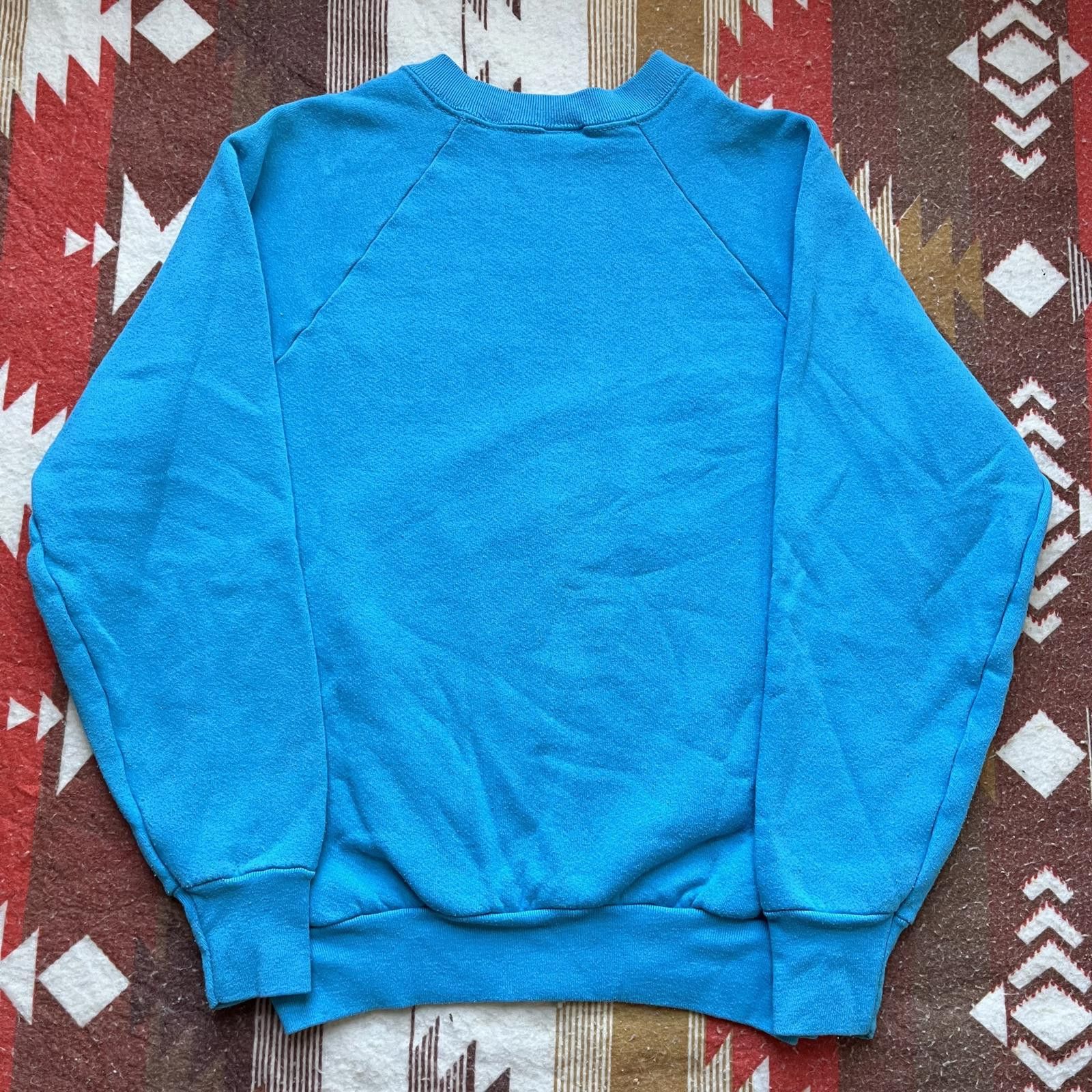 Fruit Of The Loom × Vintage Vintage 80s Turquoise Marked Tree Festival Nature Sweatshirt Size US M / EU 48-50 / 2 - 5 Thumbnail