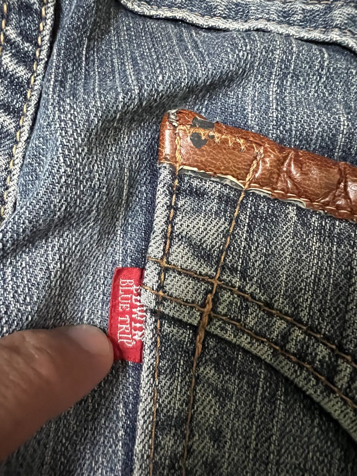 Edwin 💥Baggy💥Vintage Edwin Blue Trip Washed Distress Jean Size US 34 / EU 50 - 21 Thumbnail