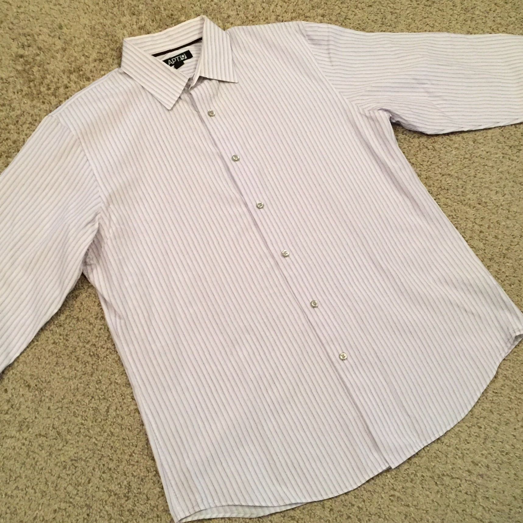 Apt. 9 Apt 9 Shirt Mens Large Purple Striped Long Sleeve Button Up Size US L / EU 52-54 / 3 - 5 Thumbnail