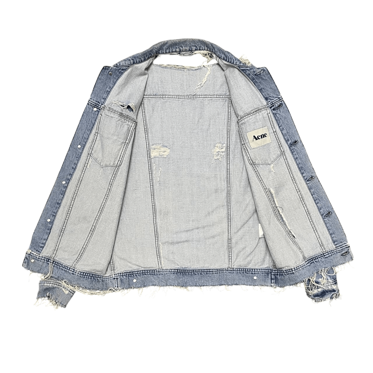 Acne Studios Crazy Thrashed Acne Denim Jacket Vintage Size US S / EU 44-46 / 1 - 8 Thumbnail