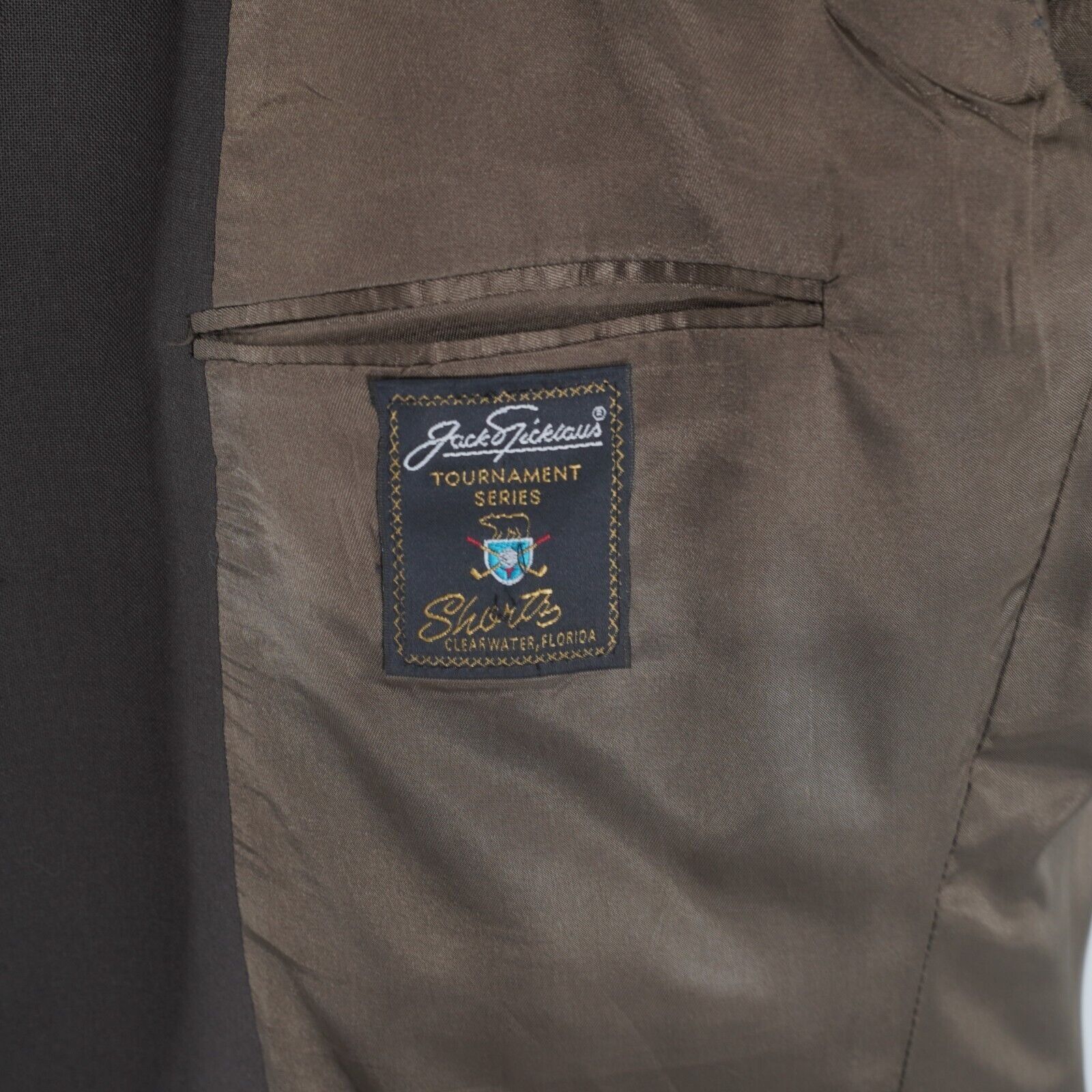 Hart Schaffner Marx Jack Nicklaus Golden Bear Wool Brown 2 Gold Button Blazer 44 Size 44L - 9 Thumbnail