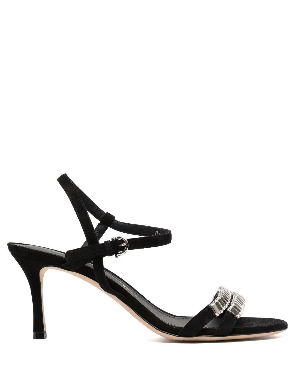 Salvatore Ferragamo o1y0426 Stiletto Heel Sandals in Black/Silver Size US 10.5 / IT 40.5 - 1 Thumbnail