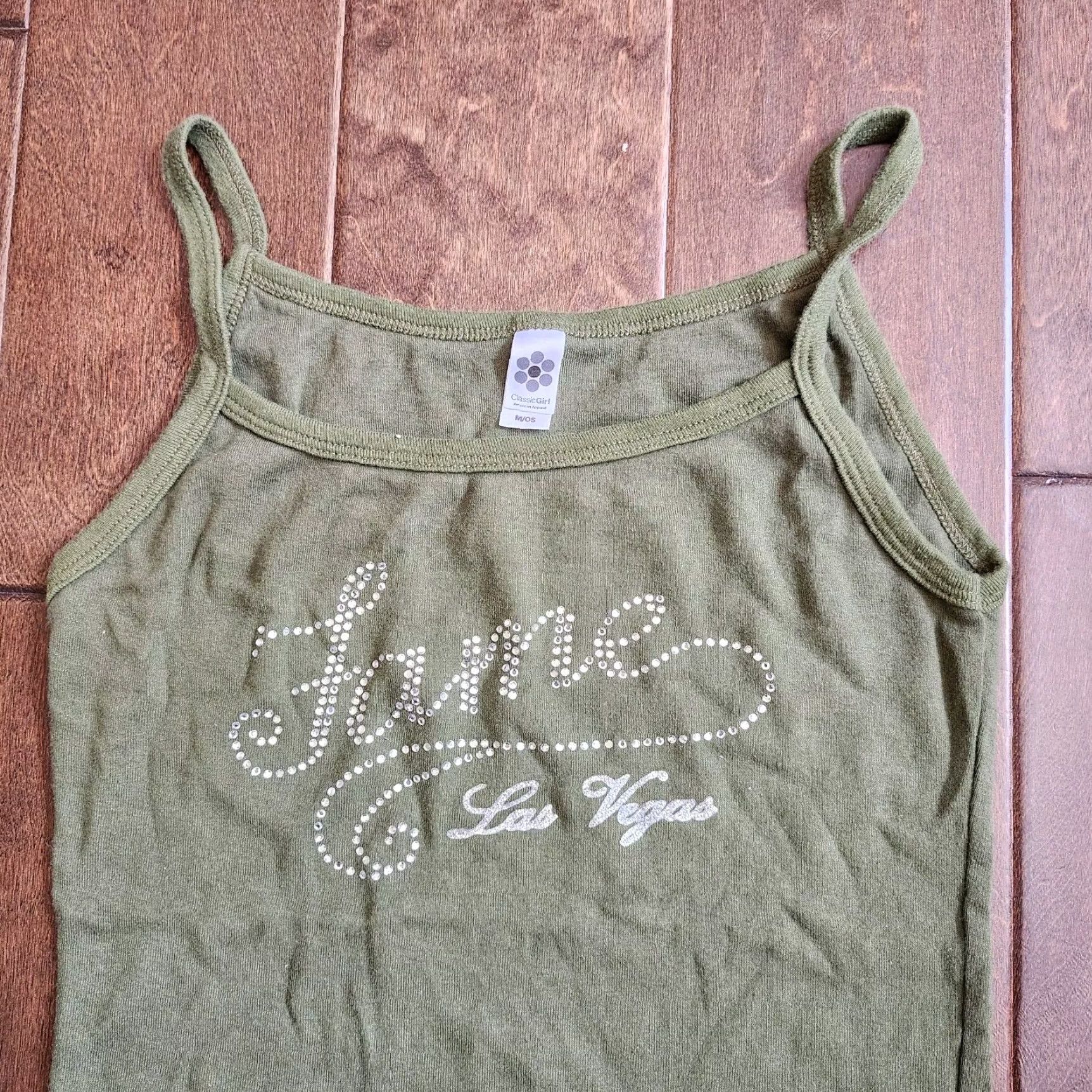 Vintage Fame Las Vegas Tank Top Green Solid Sleeveless Pullover M Junior Girls Womens Shirt" Size M / US 6-8 / IT 42-44 - 3 Thumbnail