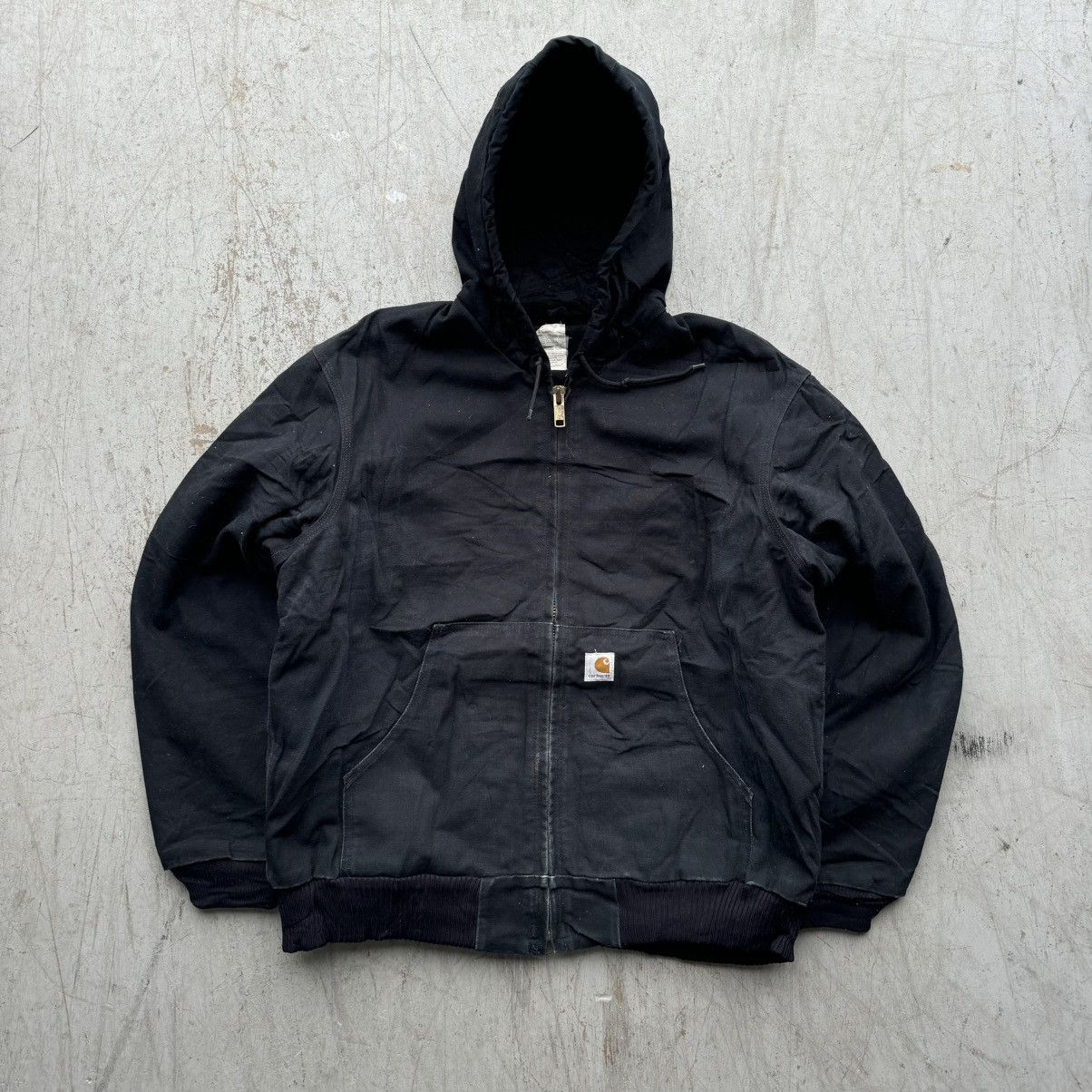 Carhartt × Vintage Vintage Carhartt Black Faded Distressed Jacket Hooded Size US L / EU 52-54 / 3 - 1 Thumbnail