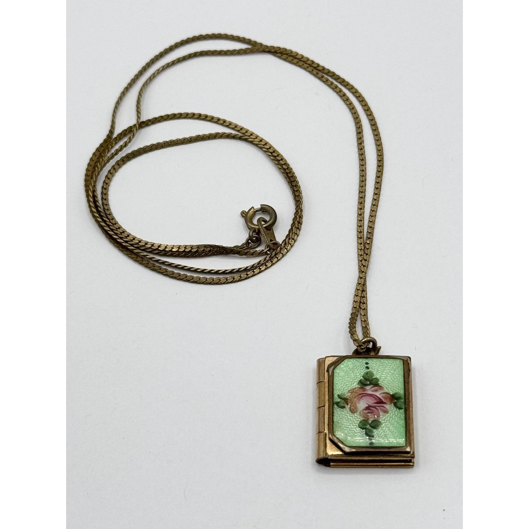 Vintage Vintage Guilloche enamel gold filled book locket charm penda Size ONE SIZE - 1 Thumbnail