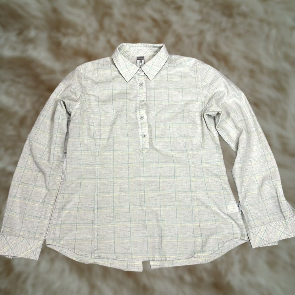 Vintage Stio Shirt Beige Green Plaid Long Sleeve 1/2 Buttons Casual Women's M Size M / US 6-8 / IT 42-44 - 1 Thumbnail
