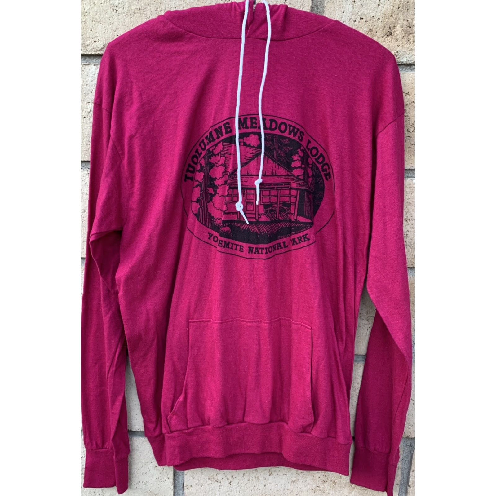 Anvil VINTAGE Anvil Hoodie T Shirt Men's 1980s L Pink Graphic Tee Yosemite Tuolumne Meadows Lodge Night Park CrowdStyle? Size US L / EU 52-54 / 3 - 3 Thumbnail