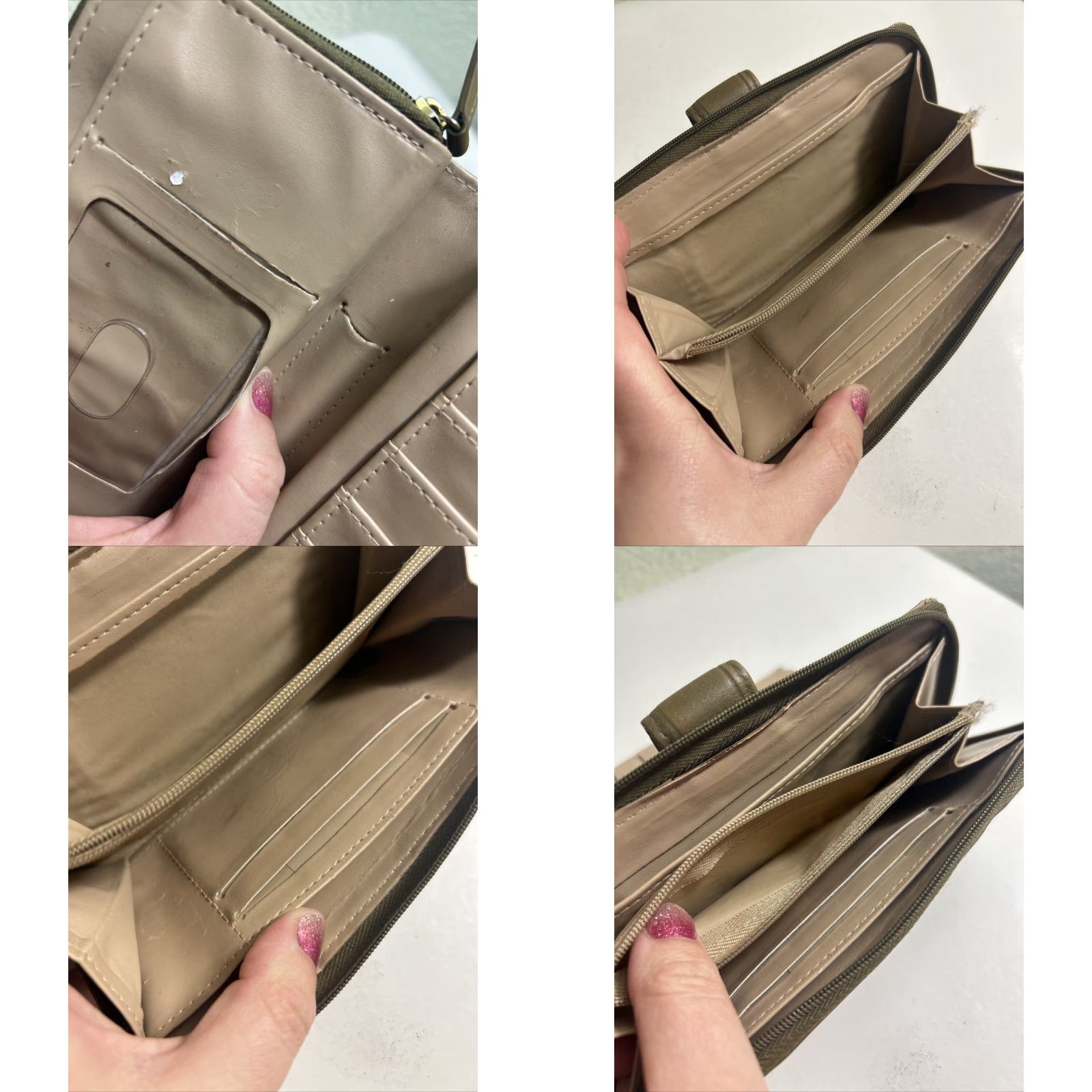 Vintage VINTAGE Buxton Bifold Wallet Leather Olive Green Men 7x3.5 Distressed Marks Coin Pocket Zipper Missing Size ONE SIZE - 10 Thumbnail