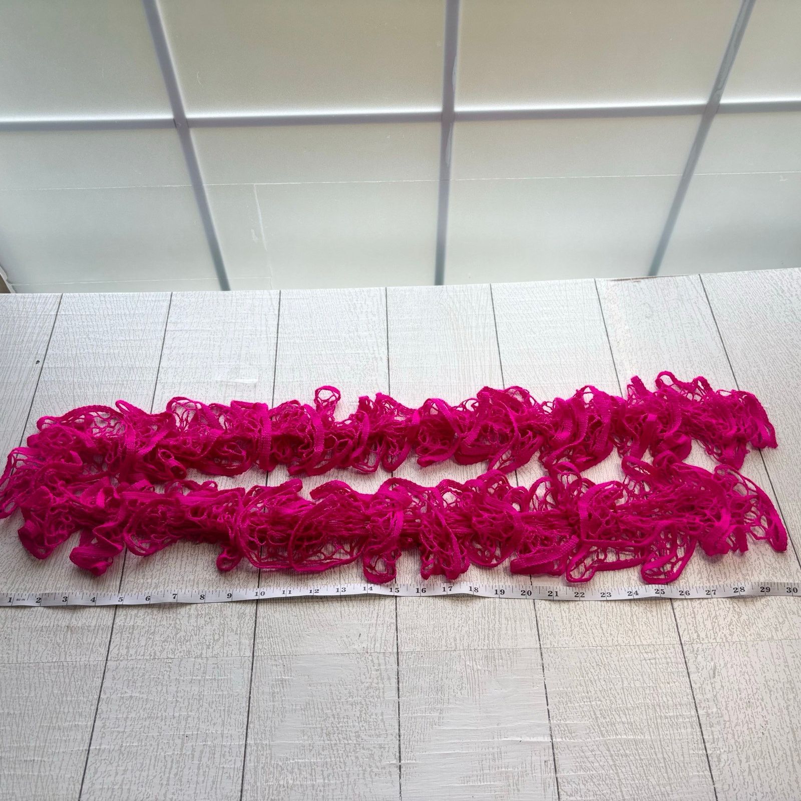 Handmade Handmade Neon Pink Crocheted Ruffle Scarf Size ONE SIZE - 2 Thumbnail