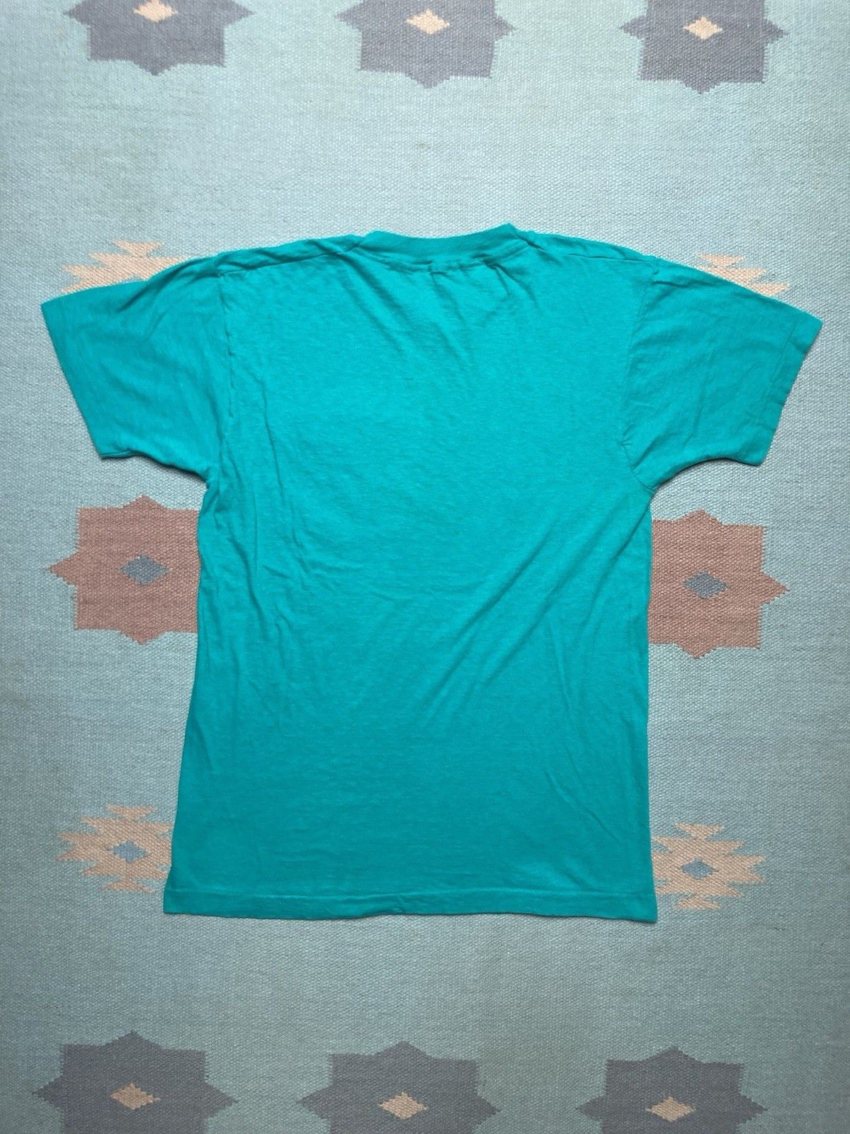 Vintage 80s pocket t shirt blank teal turquoise aqua soft cotton M Size US M / EU 48-50 / 2 - 7 Thumbnail