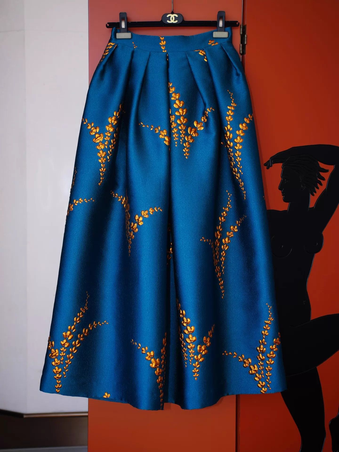 Dries Van Noten DVN Runway Silk-Mix Embroidered Wheat Flared Skirt Size 24" / US 00 / IT 34 - 6 Thumbnail