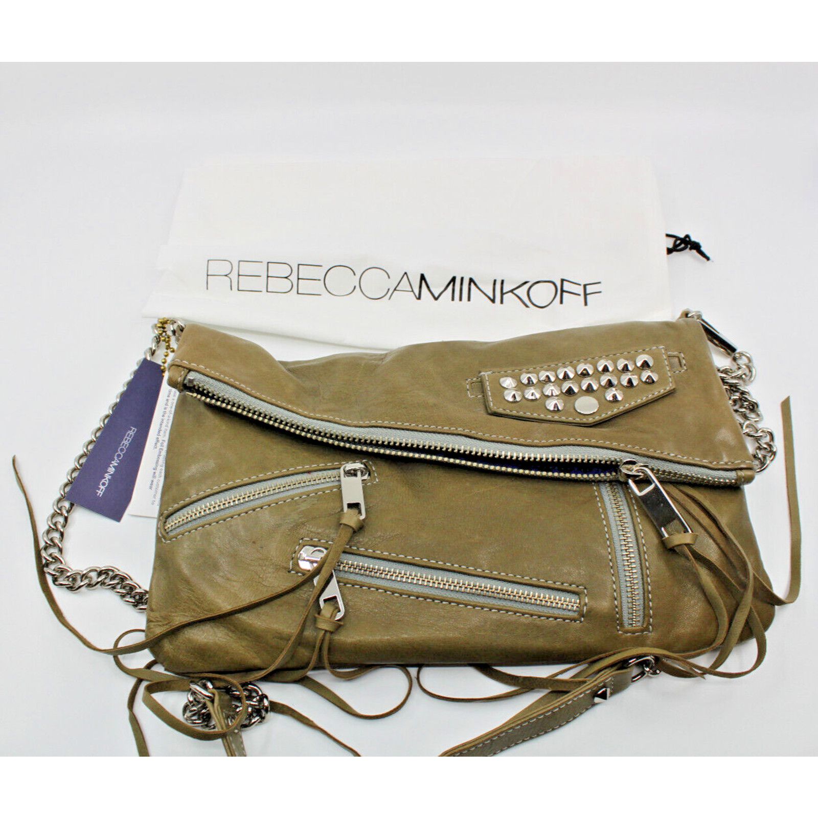 Rebecca Minkoff New REBECCA MINKOFF Biker Gray Leather Crossbody Bag $348 Size ONE SIZE - 1 Thumbnail