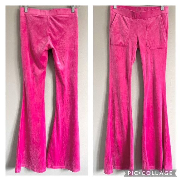 Other Hot Pink Velour Low Rise Flare Pants - S, very Juicy!!! 💖 Size 28" / US 6 / IT 42 - 8 Thumbnail