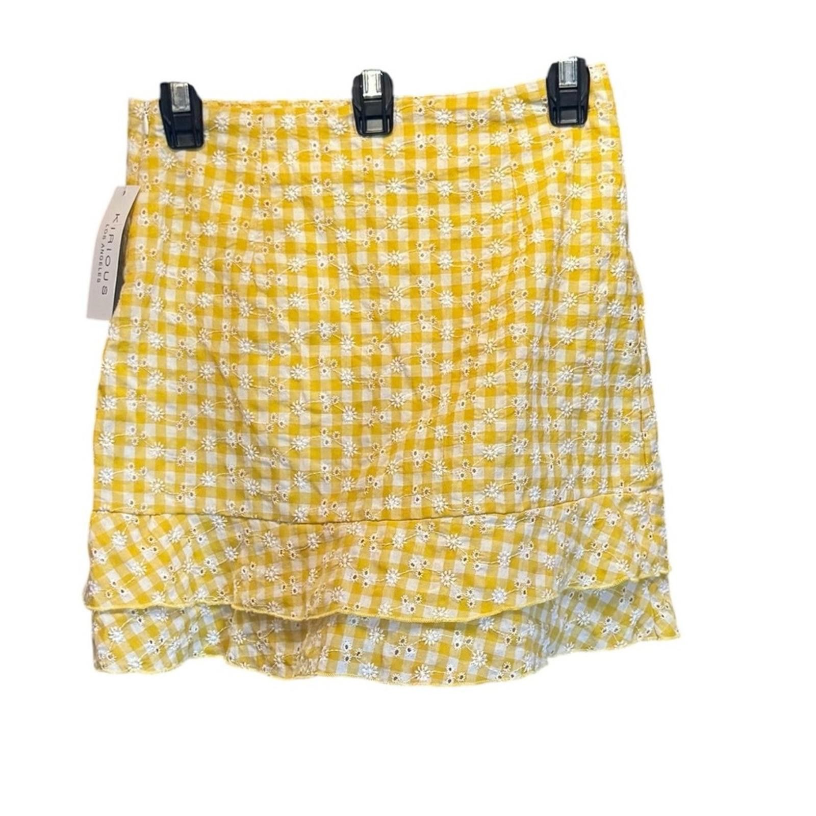 Designer NWT Kirious LA Asymmetrical Yellow Flounce Skirt Size Small Size 28" / US 6 / IT 42 - 10 Thumbnail