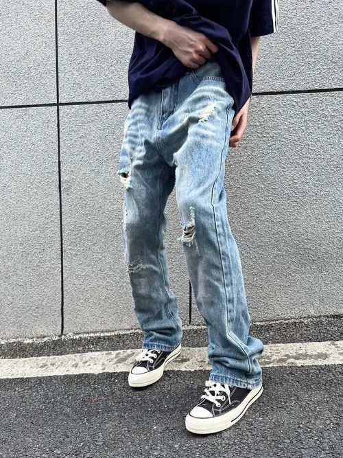Other Yuuko x Ema Blue Distressed Stacked Denim Jeans Size US 32 / EU 48 - 4 Thumbnail