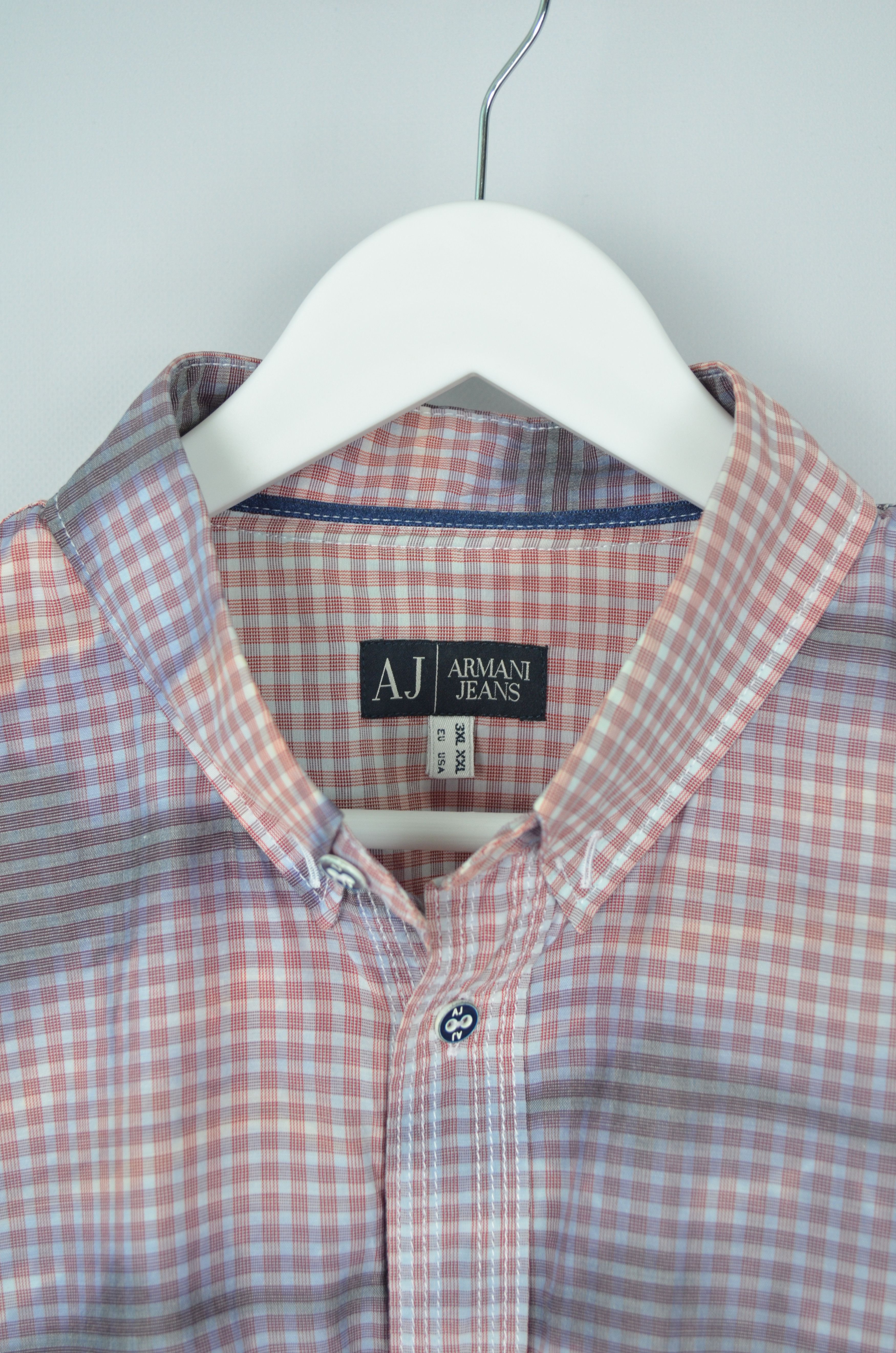 Armani × Vintage Vintage 90s Armani Jeans Check Logo Dyed Shirt Size XXL 2XL Size US XXL / EU 58 / 5 - 9 Thumbnail