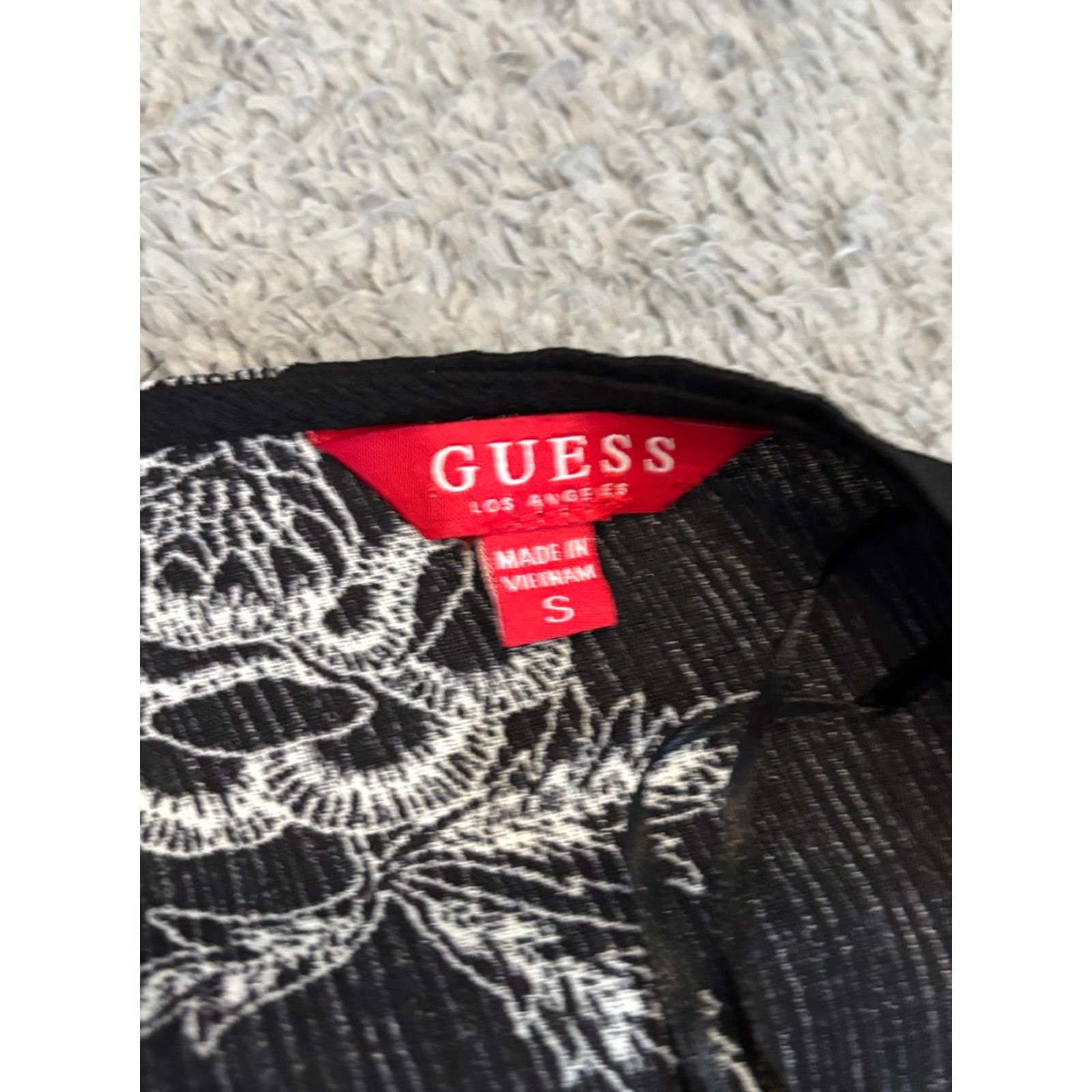 Guess GUESS Sheer Tie Front Crop Top Womens Small Black Floral Boho Flare Sleeve Witch Shirt Size S / US 4 / IT 40 - 2 Thumbnail