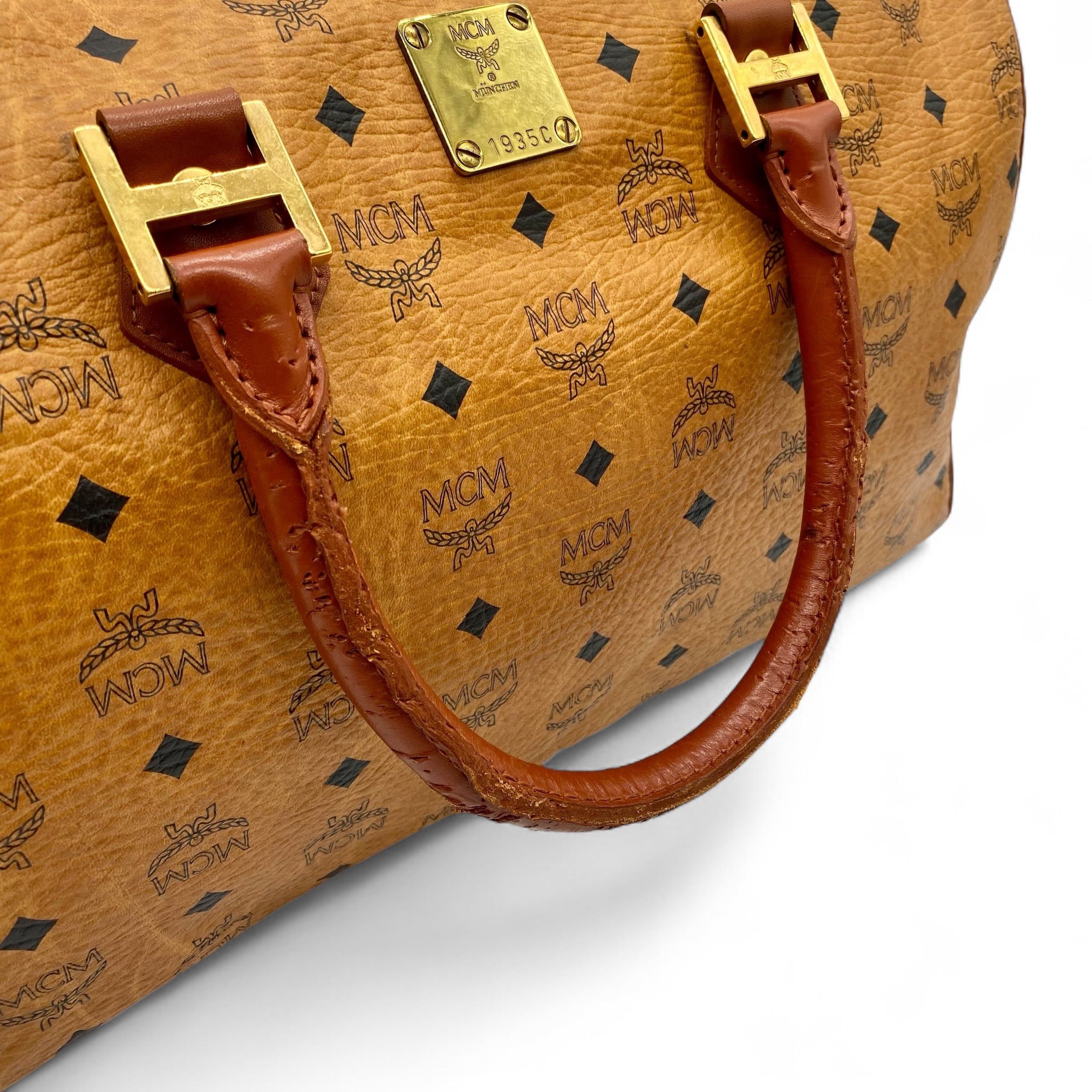 MCM MCM Visetos Boston Bag Cognac Size ONE SIZE - 6 Thumbnail