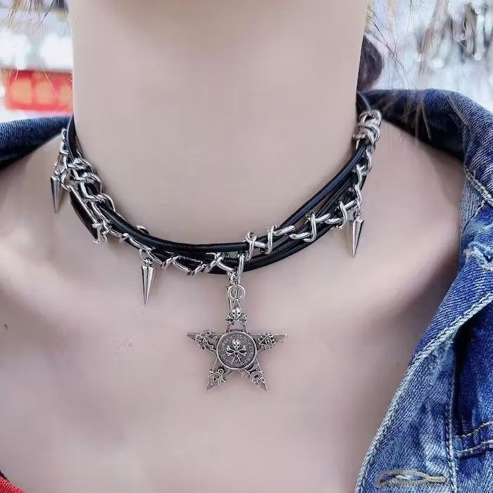 Jewelry × Vintage Punk Spike Leather Choker Necklace Size ONE SIZE - 1 Thumbnail