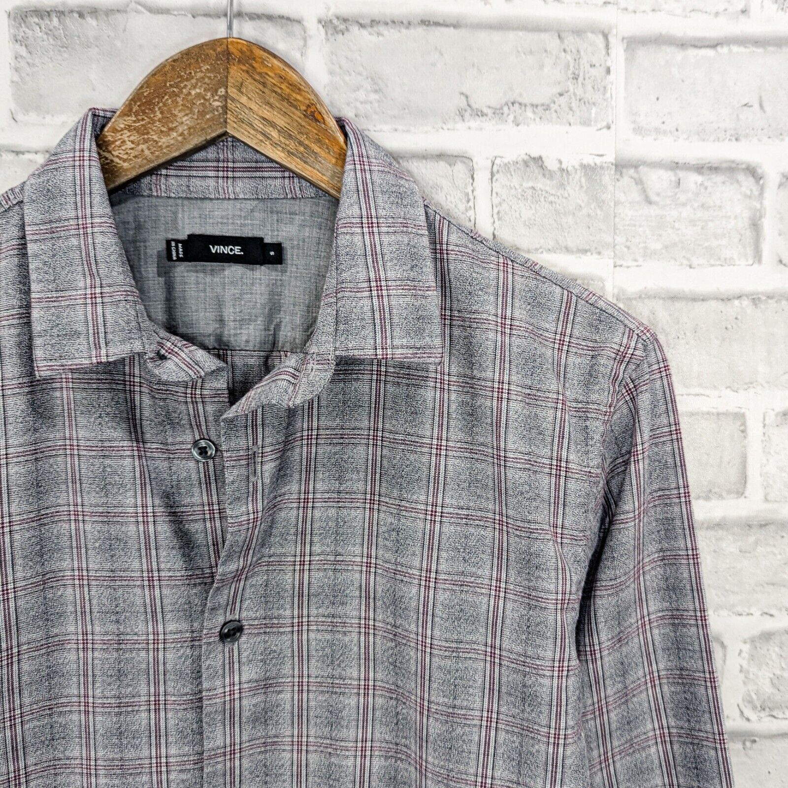 Vince VINCE Men's Button up Flannel Shirt Heather gray Check Size US S / EU 44-46 / 1 - 3 Thumbnail