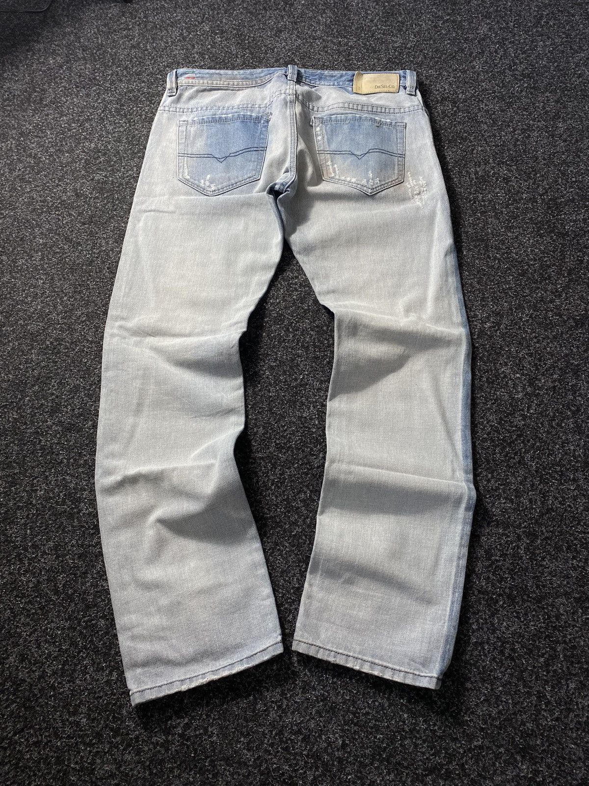 Diesel × Japanese Brand 🔥Diesel Washed Blue White Opium Punk Distressed Jeans Owens Size US 34 / EU 50 - 2 Thumbnail