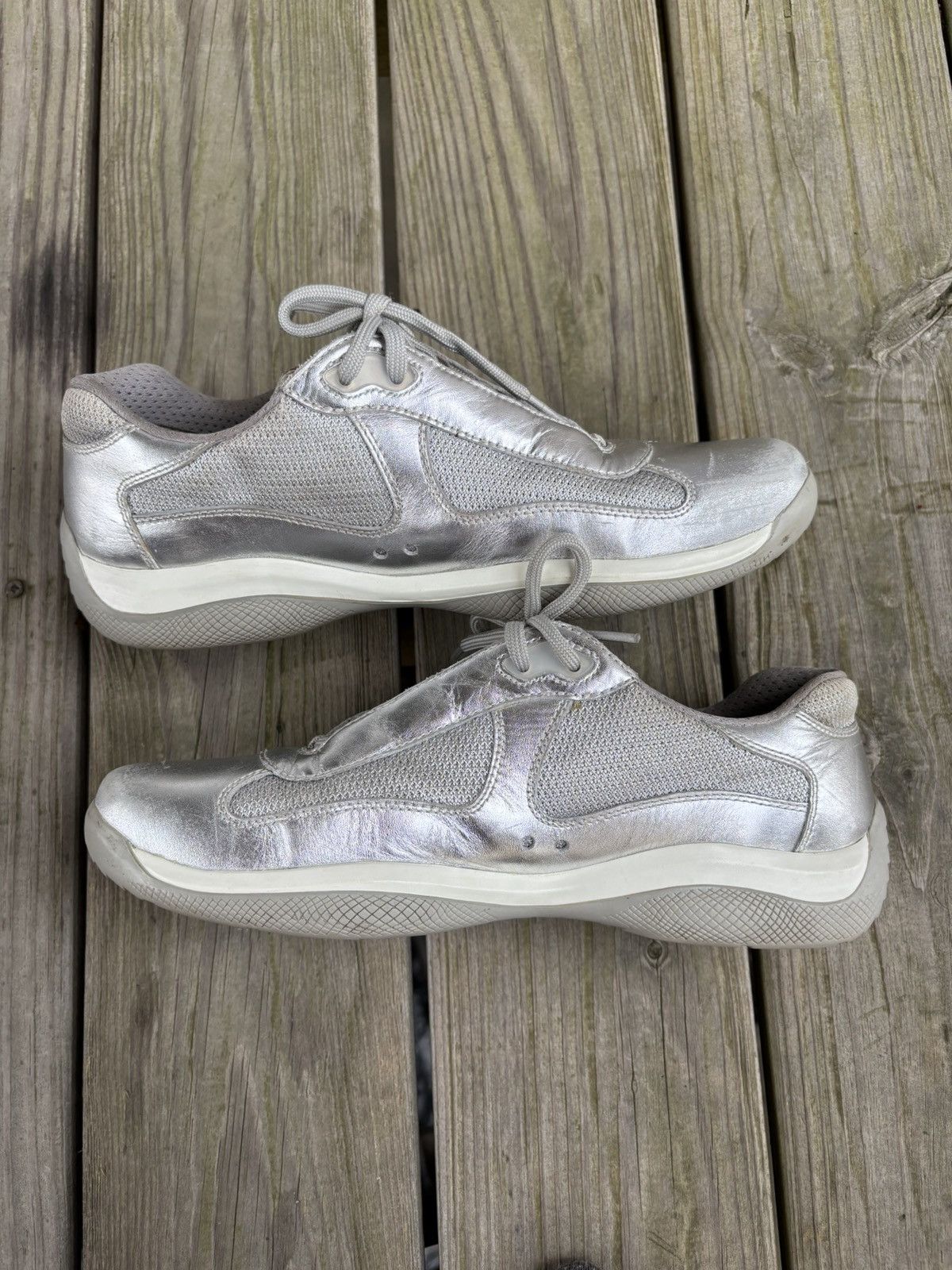 Prada Americas Cup Silver Leather Size 9 Size US 9 / EU 42 - 3 Thumbnail
