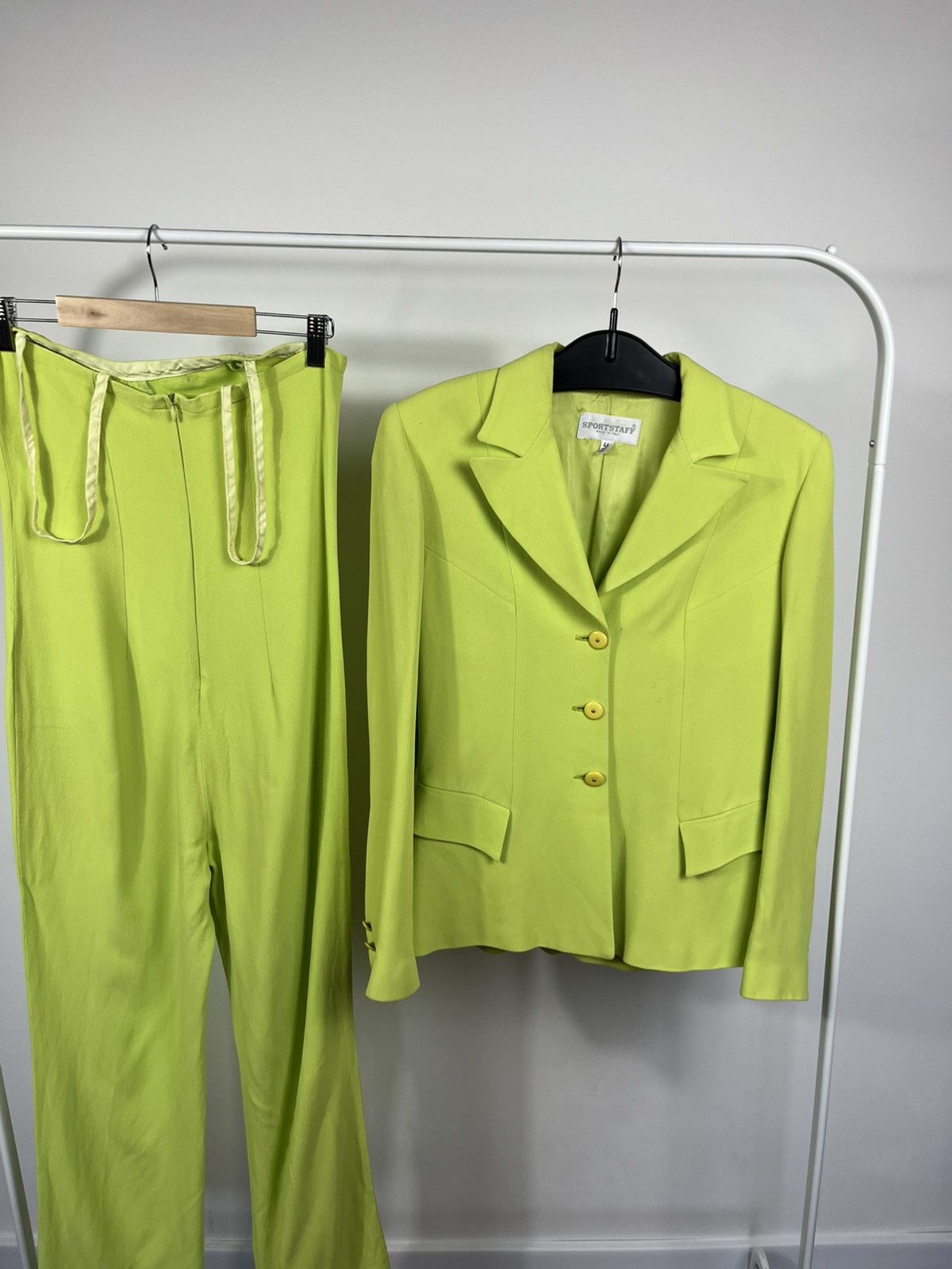 Other Vintage Sportstaff Lime Green Pantsuit Blazer Trouser Set 44 Size M / US 6-8 / IT 42-44 - 2 Thumbnail