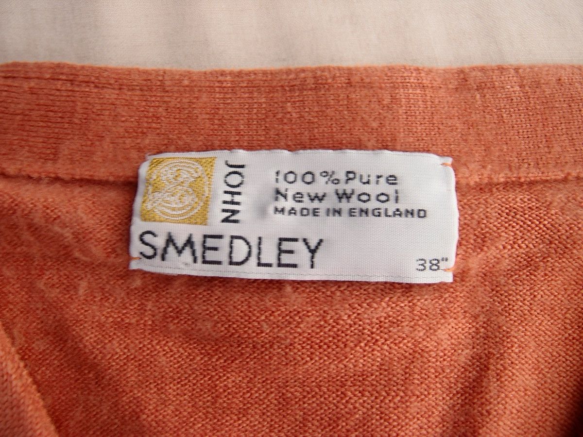 John Smedley 90s–Early 00s John Smedley Salmon Pink Merino Wool Cardigan Size US S / EU 44-46 / 1 - 6 Thumbnail