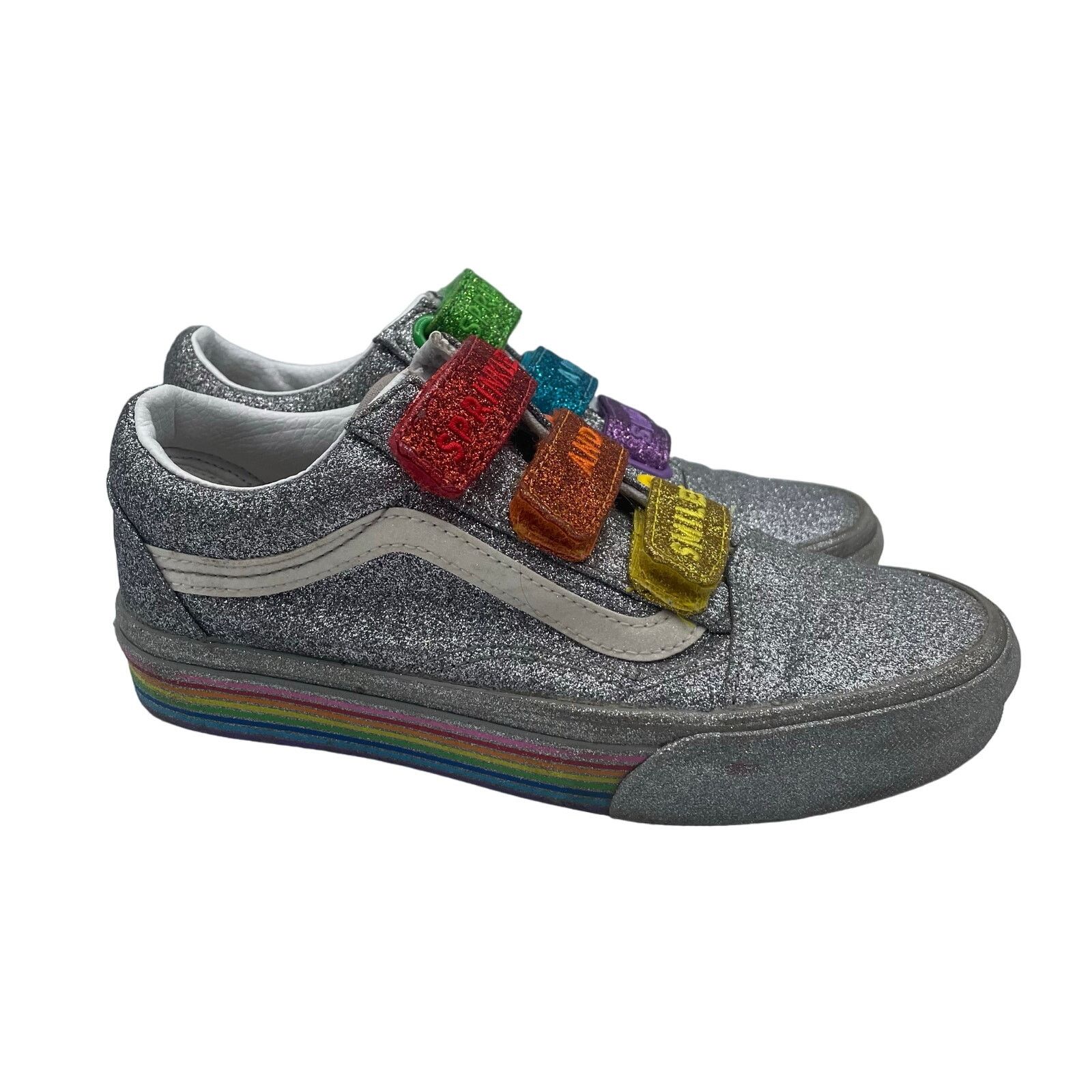 Vans VANS Old Skool V Flour Shop Shoes Silver Glitter Womens 5 Size US 5 / IT 35 - 2 Thumbnail