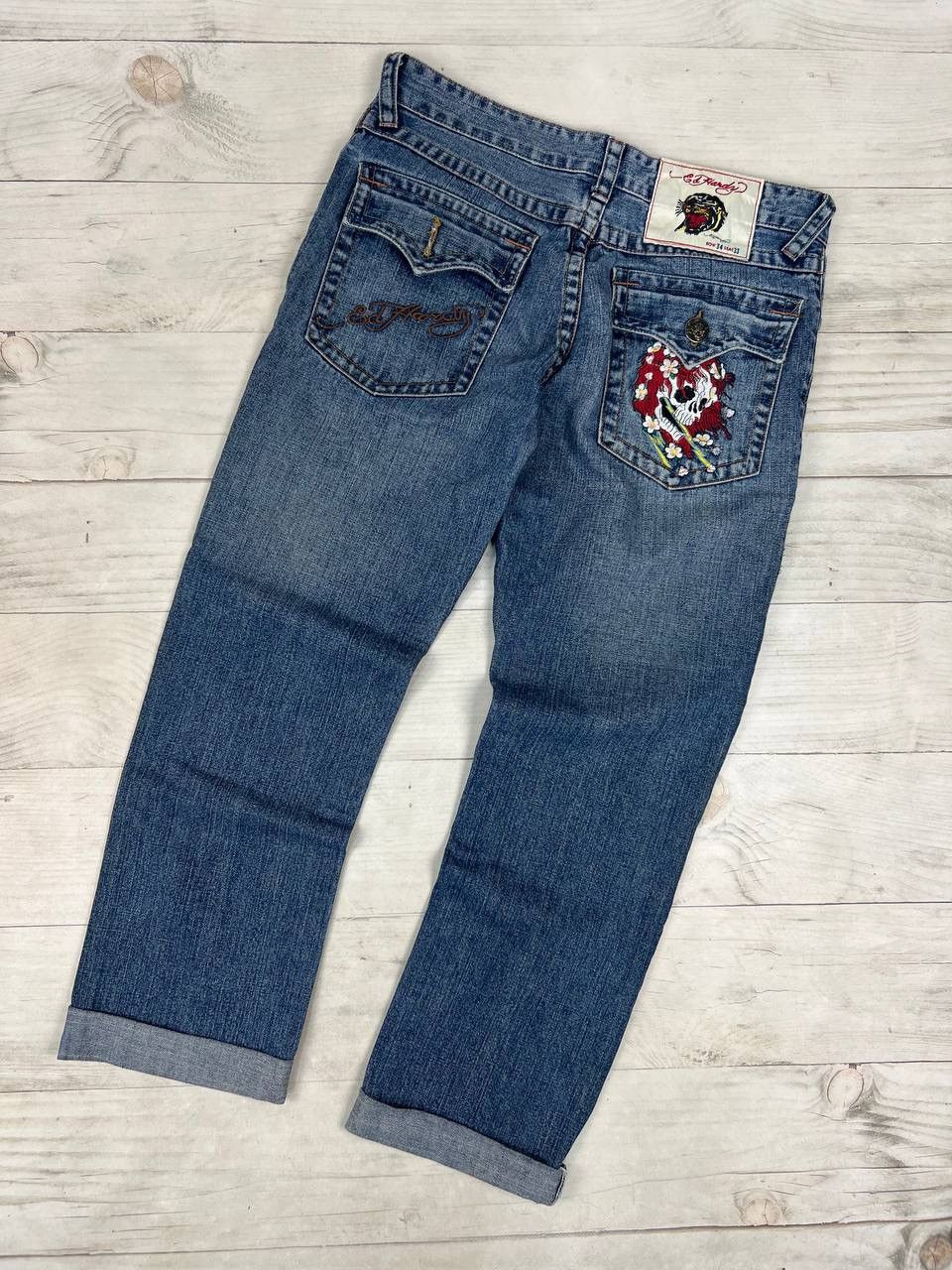 Ed Hardy Vintage Ed Hardy Baggy Denim Jeans Big Logo Skull Size US 34 / EU 50 - 1 Thumbnail