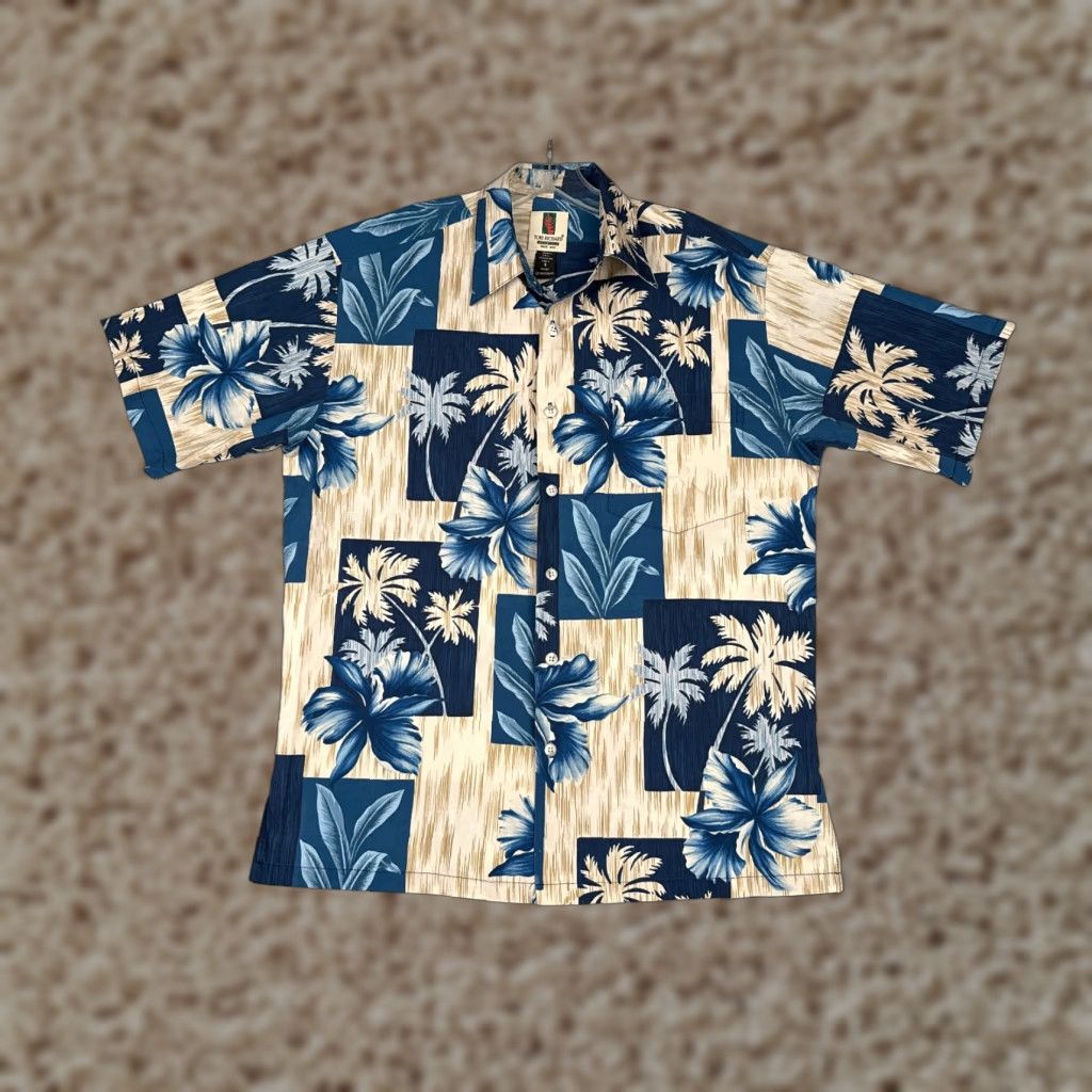 Tori Richard VINTAGE Tori Richard Shirt Men Small Blue Beige Cotton Blend Palm Tree Hawaiian Shirt Size US S / EU 44-46 / 1 - 1 Thumbnail