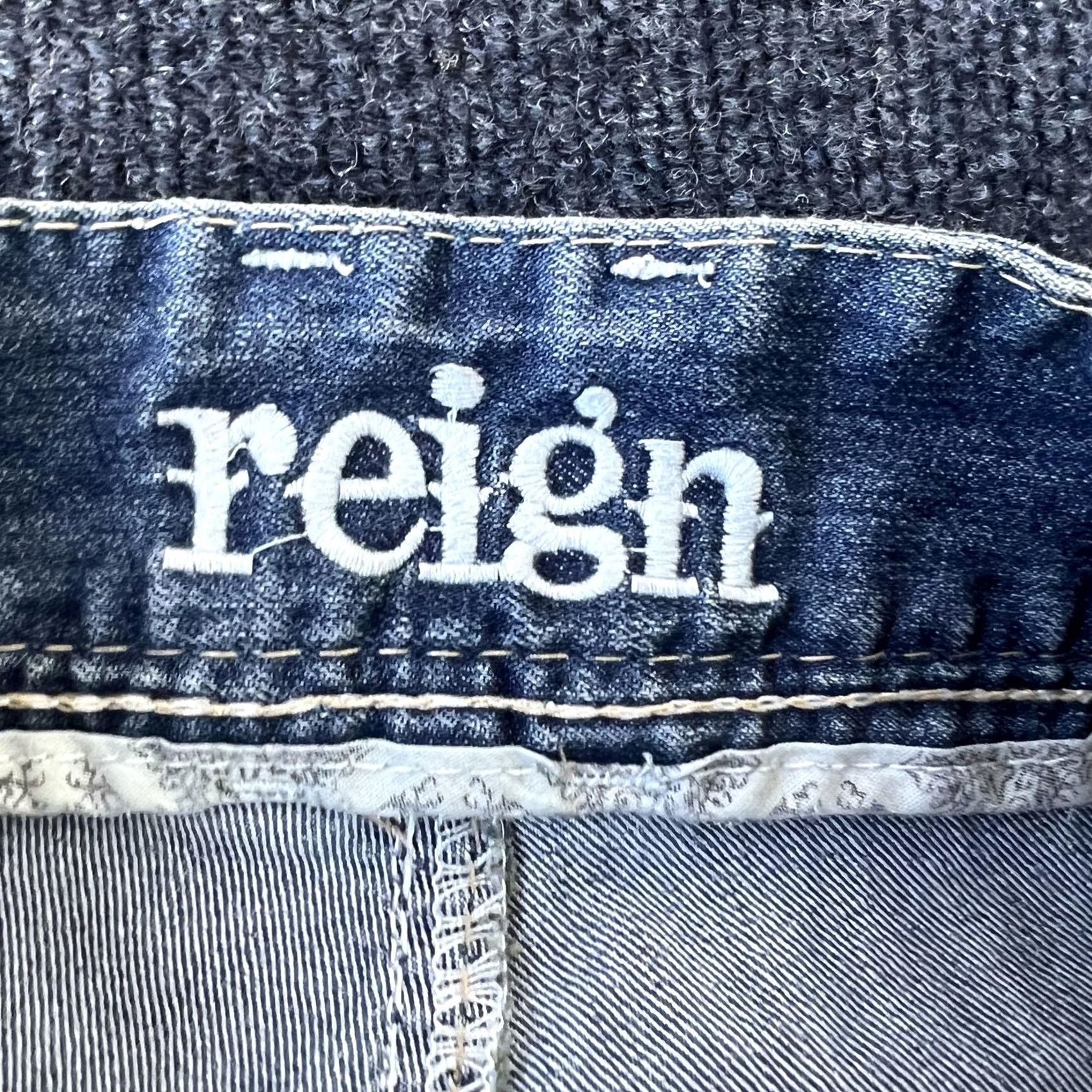 Vintage Reign Jeans Womens 14 Blue Distressed Straight Leg Embroidered Pockets Denim Size 36" / US 14 / IT 50 - 7 Thumbnail