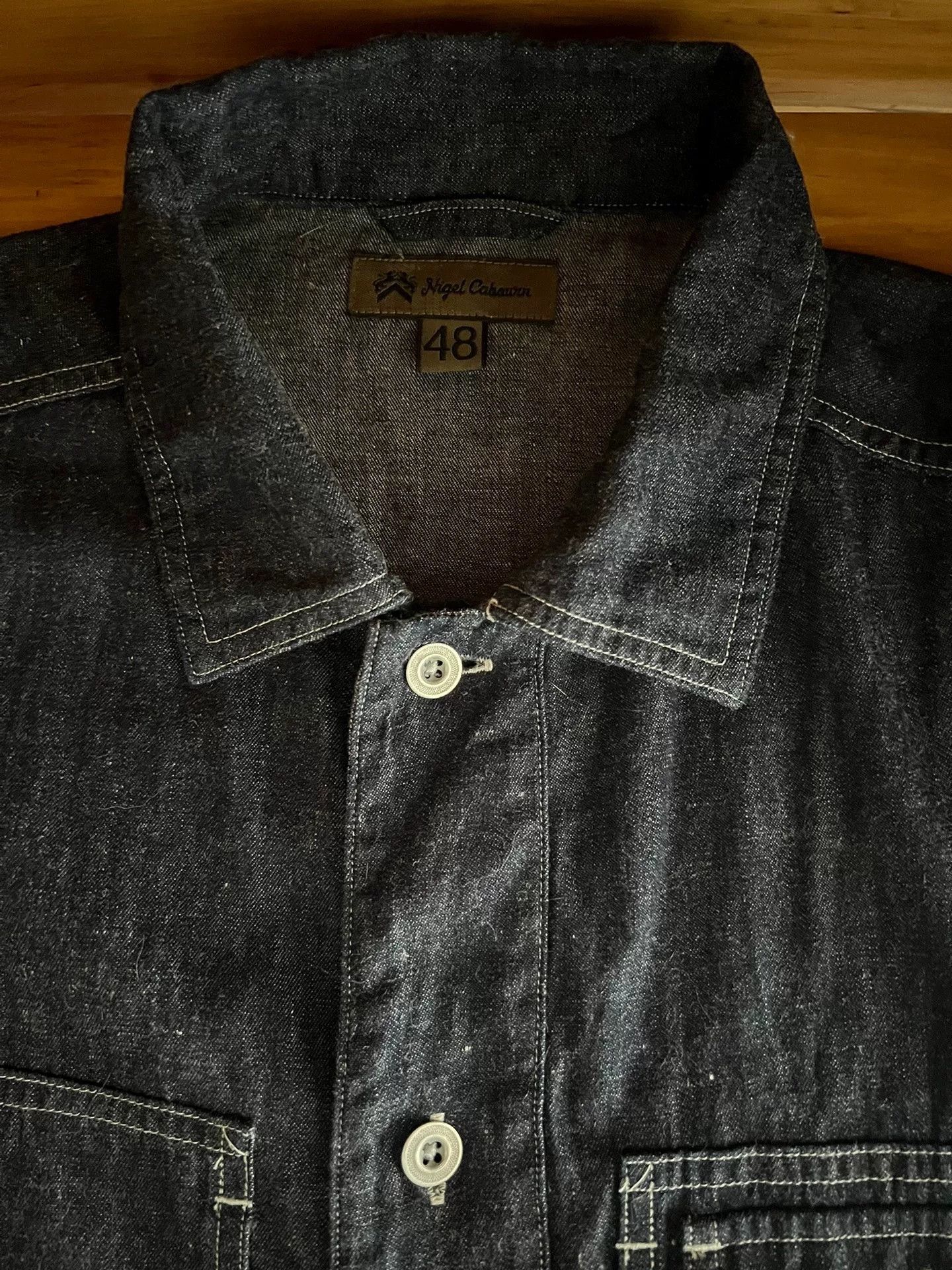 Nigel Cabourn Nigel Cabourn Denim Patchwork Short-Sleeve Shirt Size US M / EU 48-50 / 2 - 9 Thumbnail