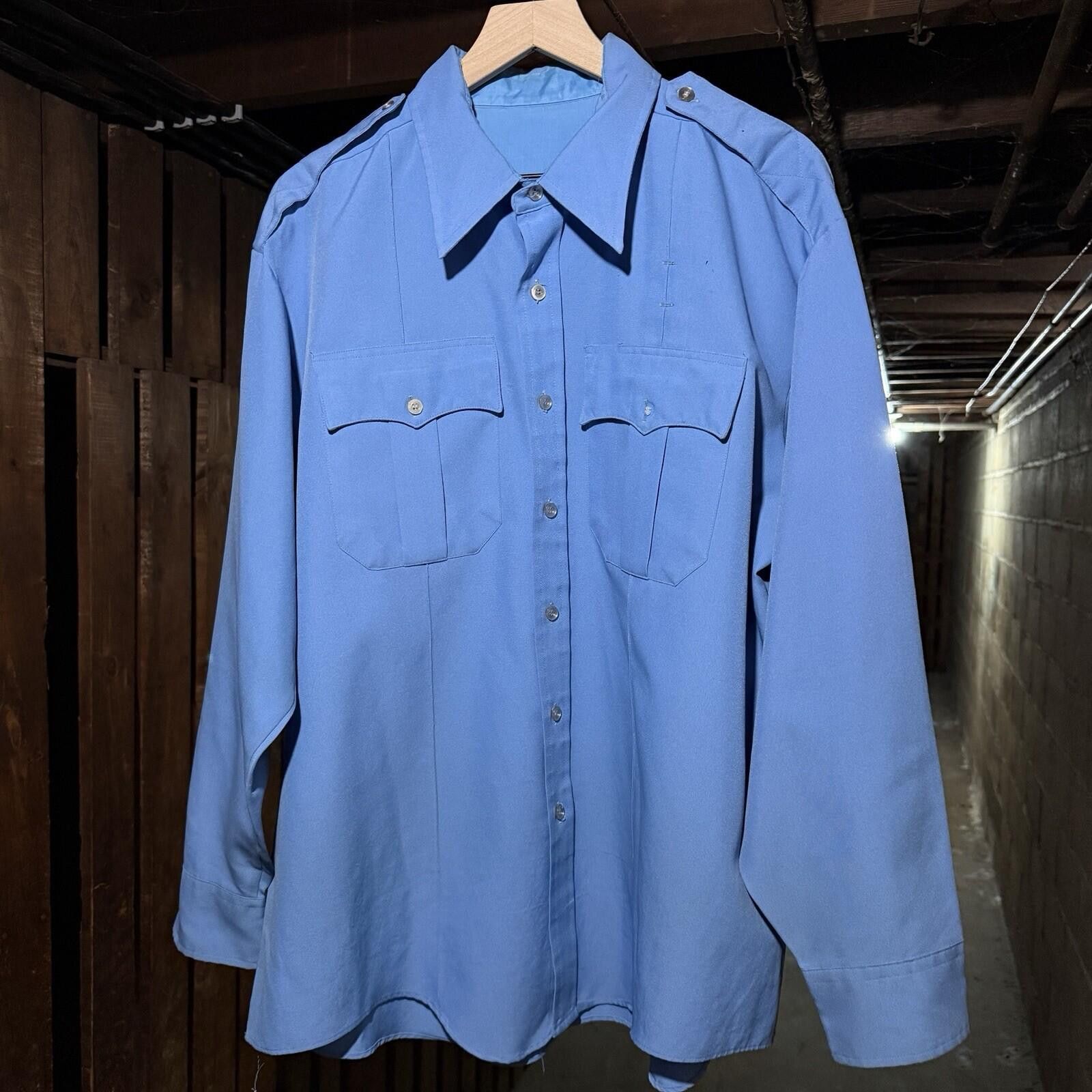 Other Vintage 70s 80s Blue Uniform Work Shirt XL Workwear Size ONE SIZE - 1 Thumbnail