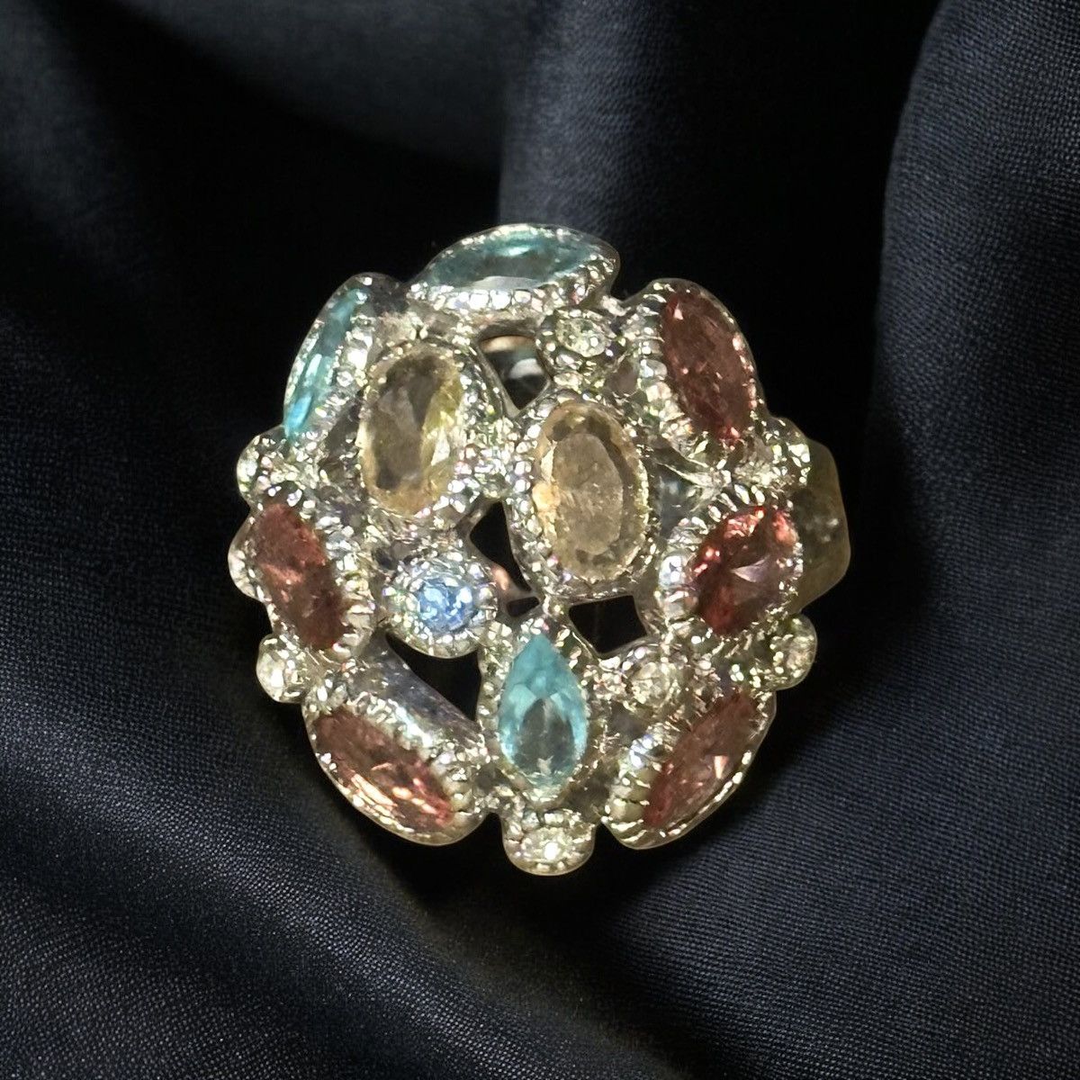 Other Silver tone multicolor gemstone ring Size ONE SIZE - 1 Thumbnail