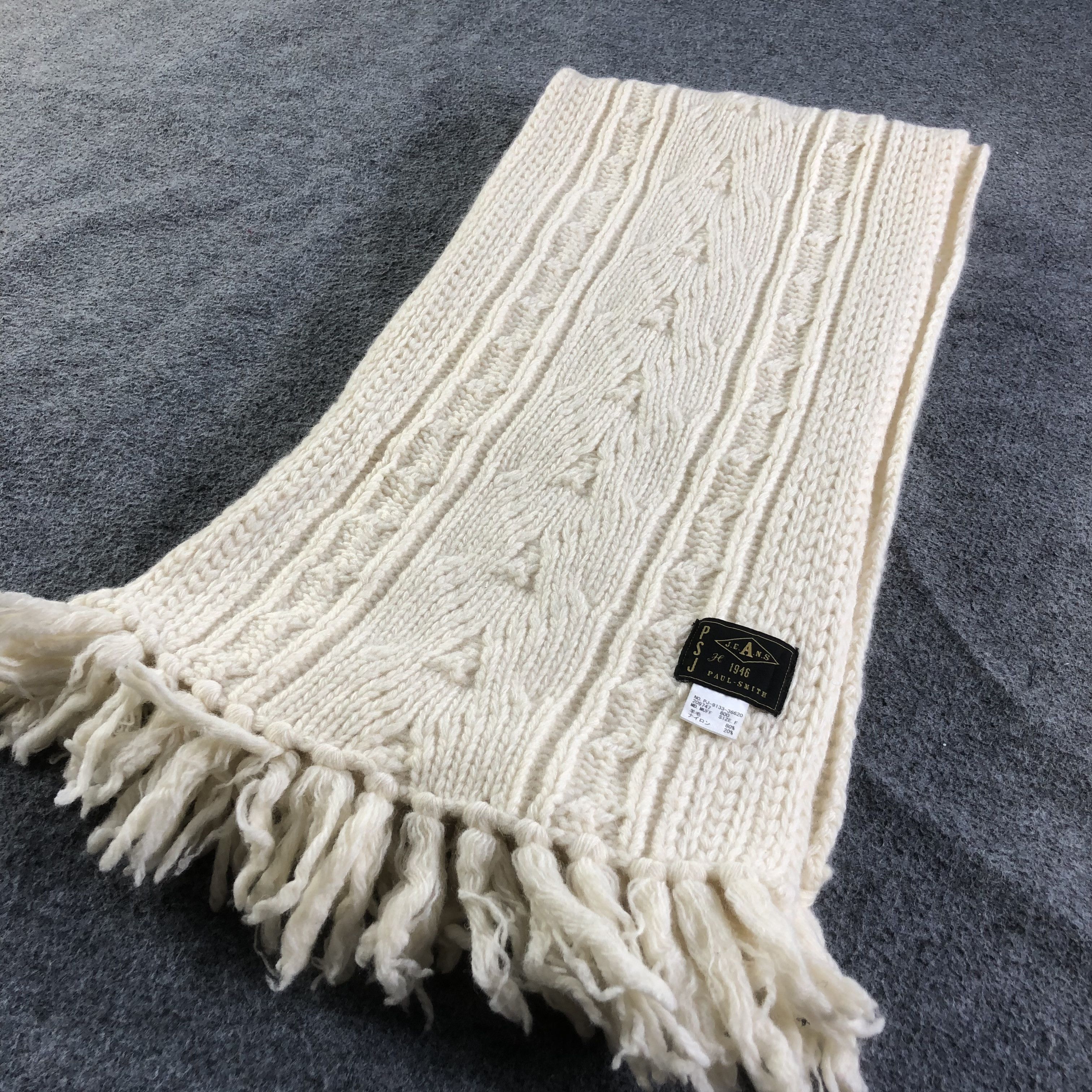 Paul Smith Paul Smith Cable Knit Wool Scarf Muffler V1829 Size ONE SIZE - 3 Thumbnail