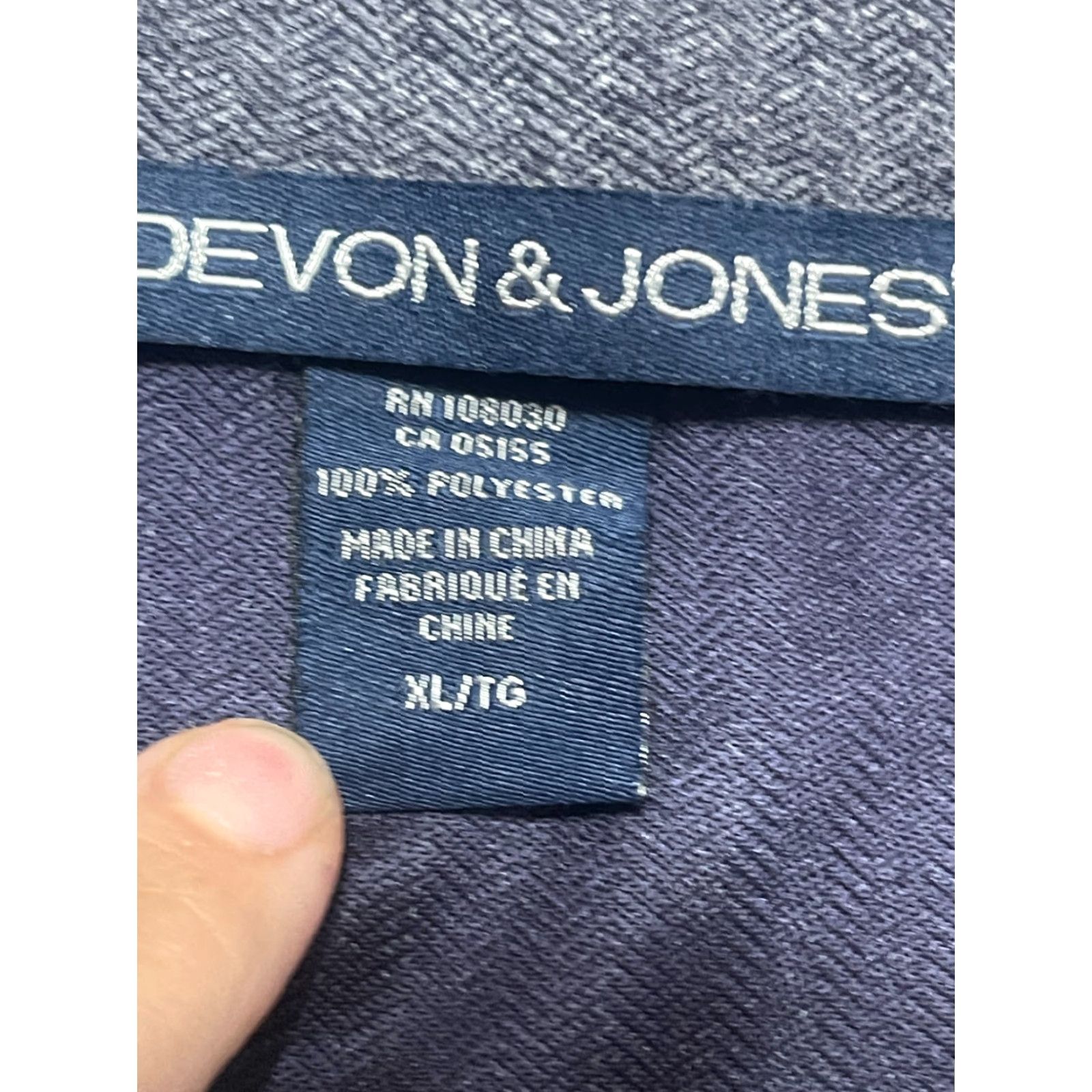 Vintage Devon & Jones Shirt XL Blue Long Sleeve Full Zip Pockets Men's Sweatshirt Regular Casual Size US XL / EU 56 / 4 - 5 Thumbnail