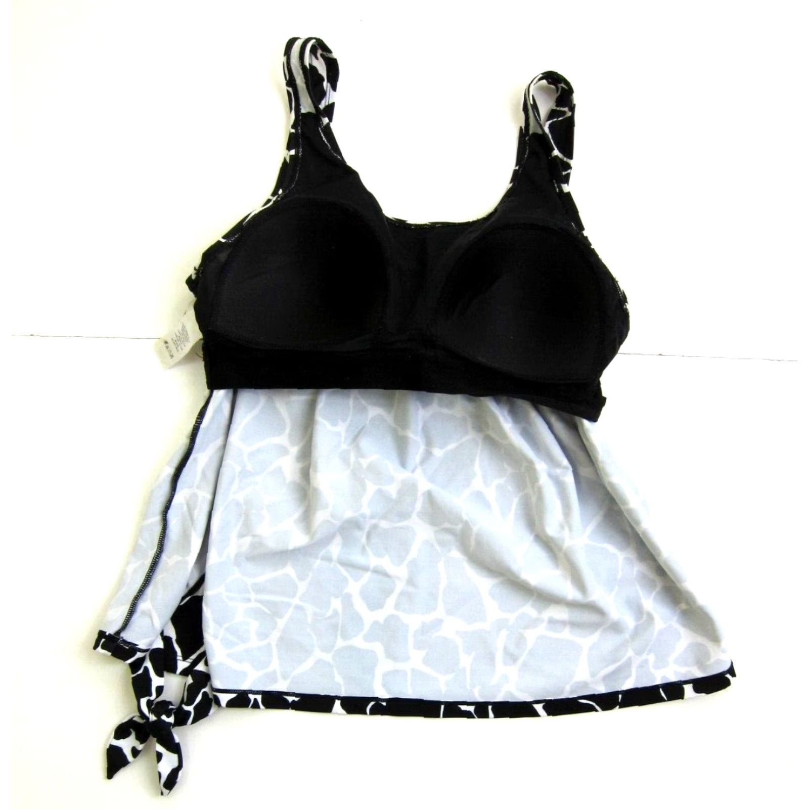 Vintage Swim 365 Black White Abstract Zebra Built In Bra Tankini Swim Top Women 14 Size XL / US 12-14 / IT 48-50 - 7 Thumbnail