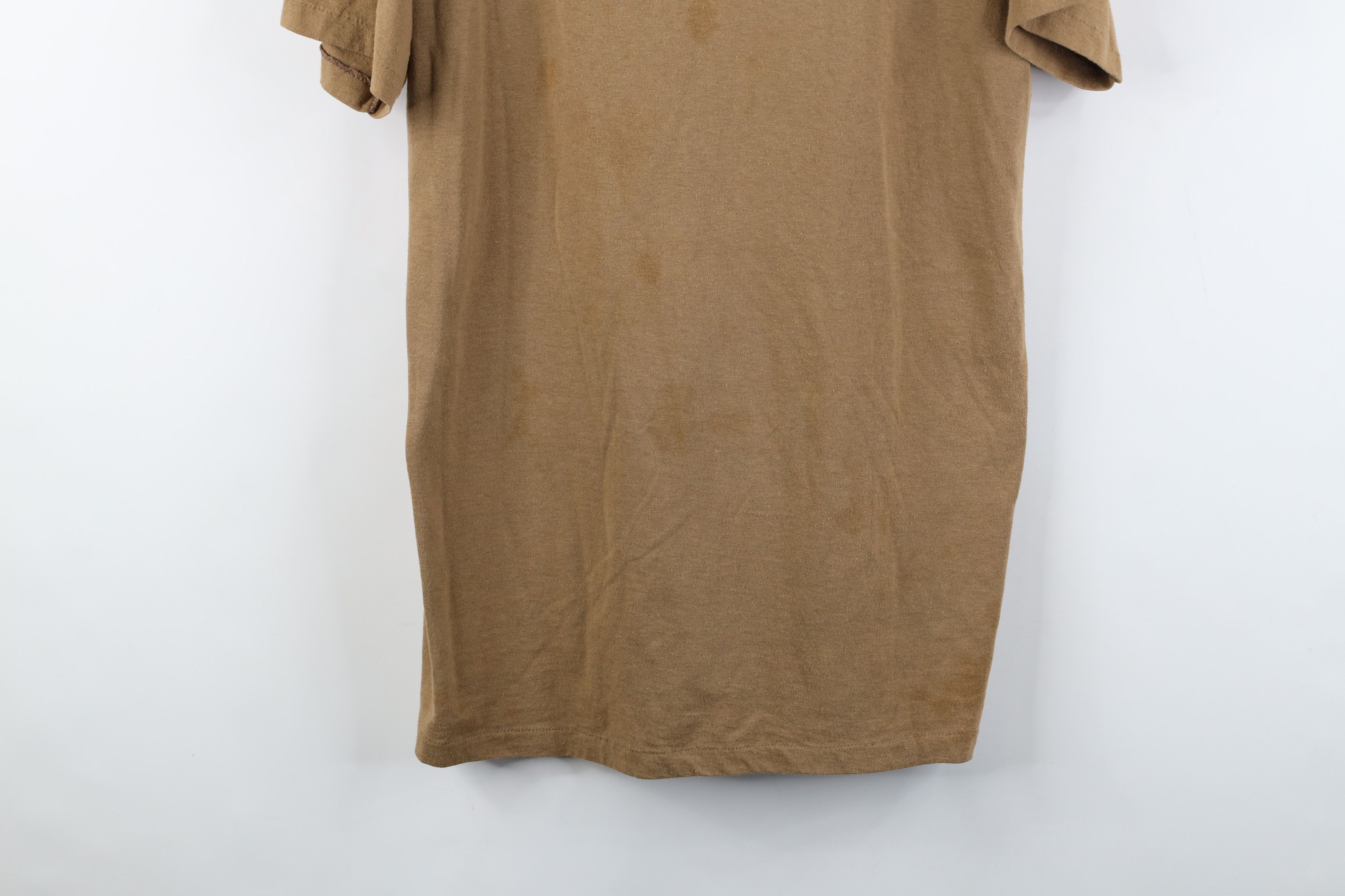Vintage Vintage 70s Streetwear Blank Short Sleeve T-Shirt Brown USA Size US L / EU 52-54 / 3 - 3 Thumbnail