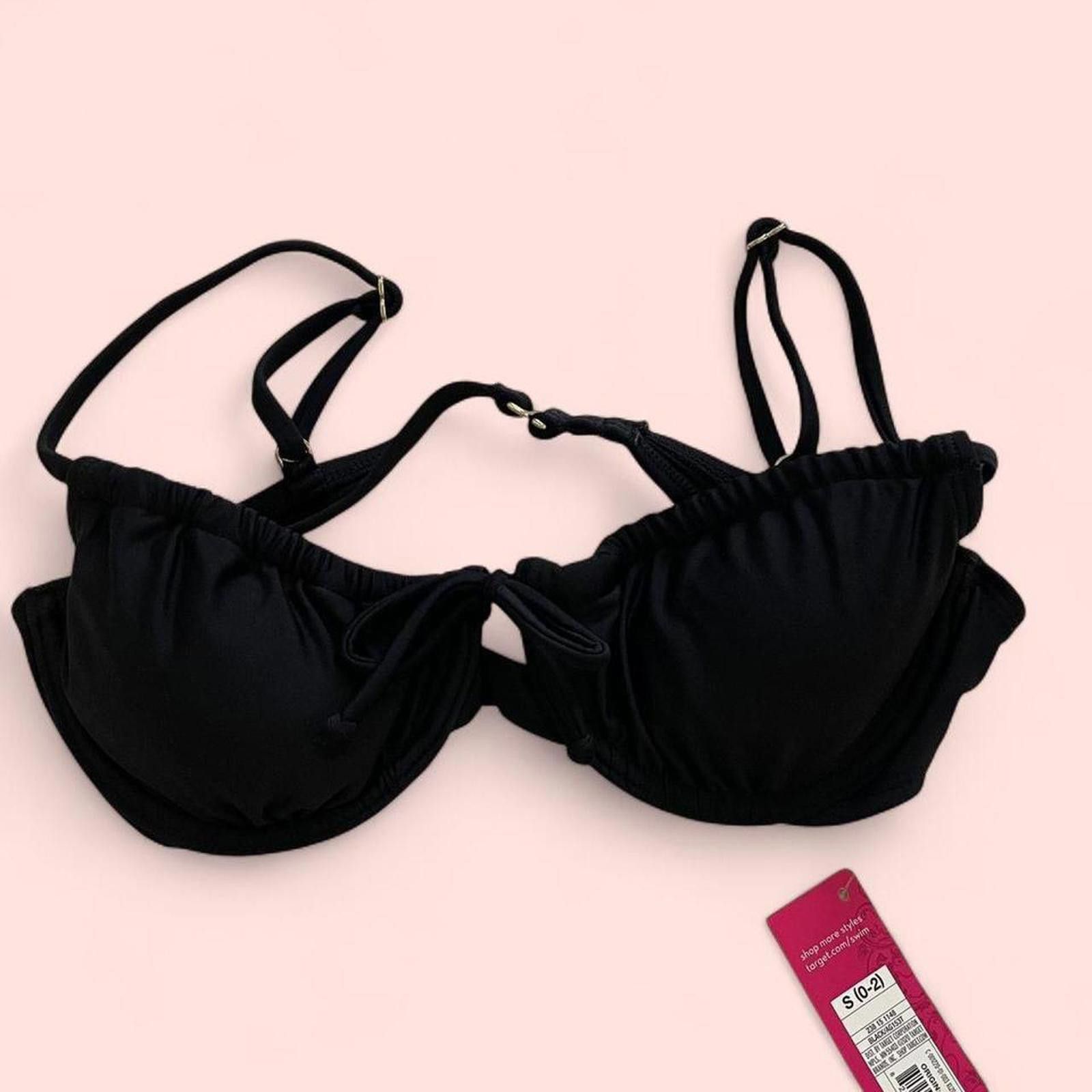 Designer Black bikini top with gold accents Size ONE SIZE - 1 Thumbnail