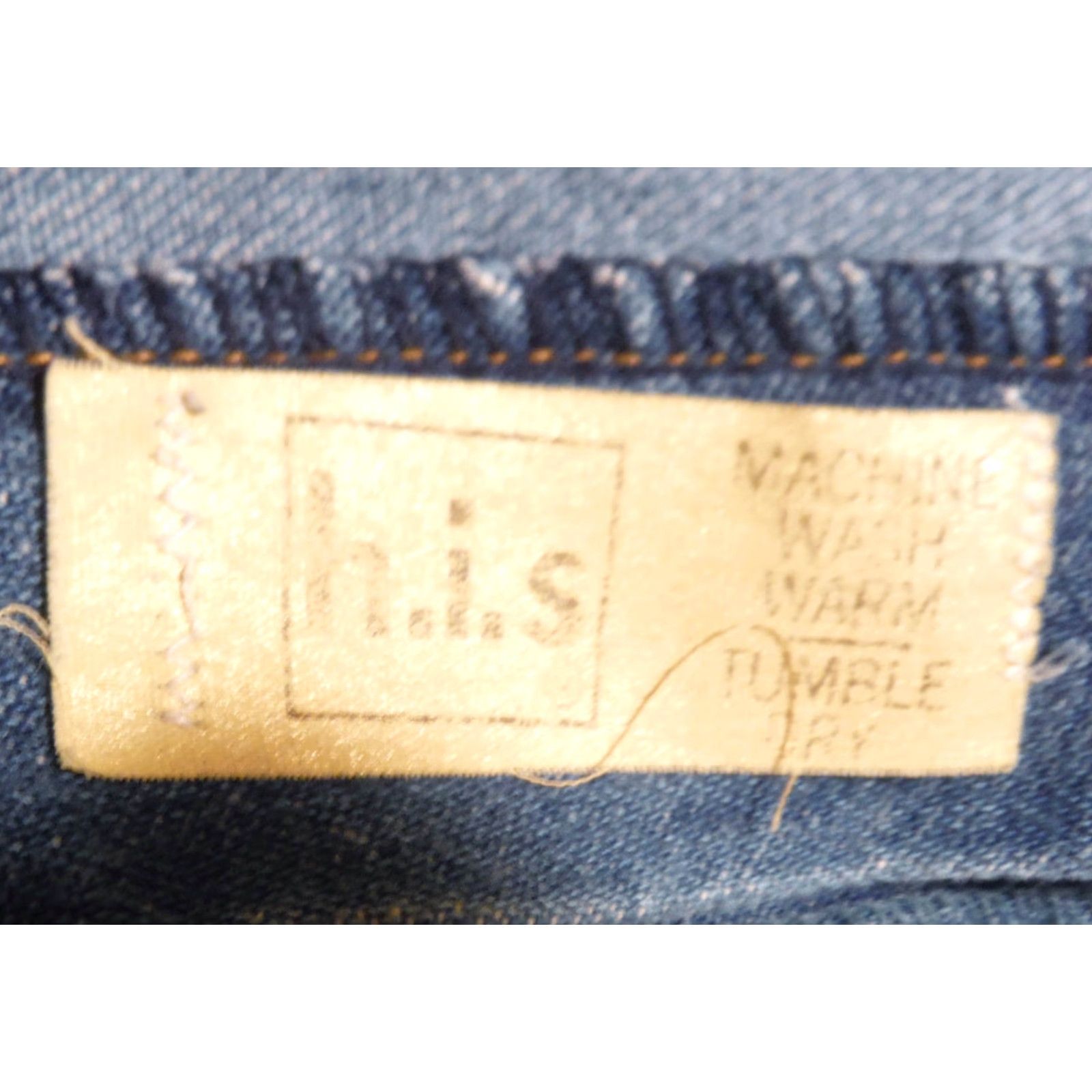 Nique VINTAGE 1970s Denim Jeans by POST GRADS H.I.S Hippy Boho Style Adult 35x30 Blue Unique Pockets USA Made Size US 35 - 6 Thumbnail